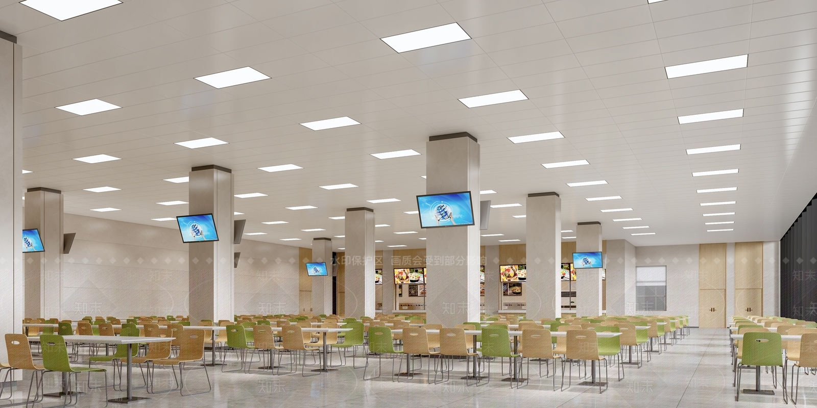 现代公共食堂3D模型下载【ID:1119965745】