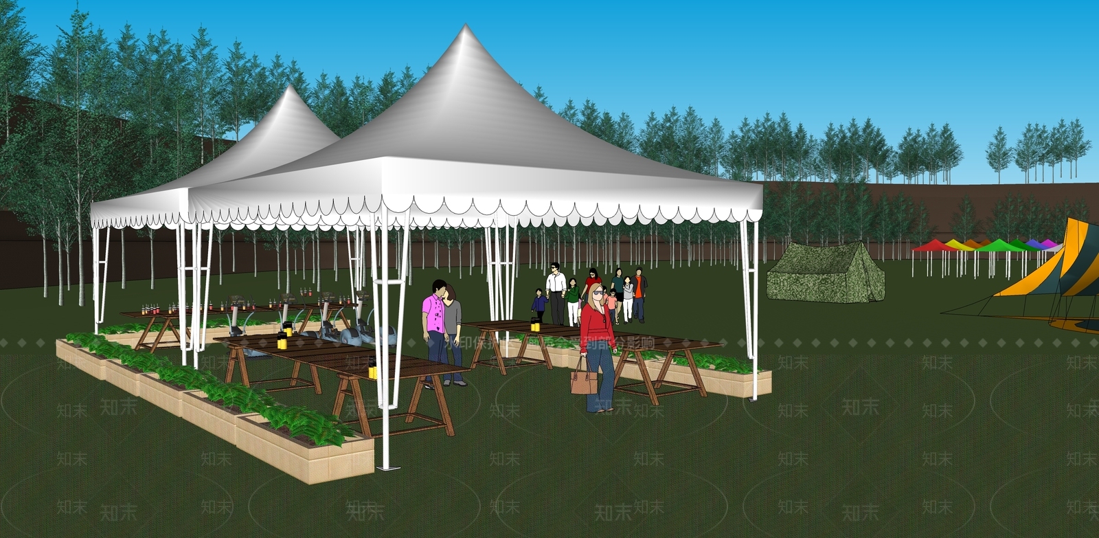 露营帐篷大营SU模型下载【ID:1119966093】