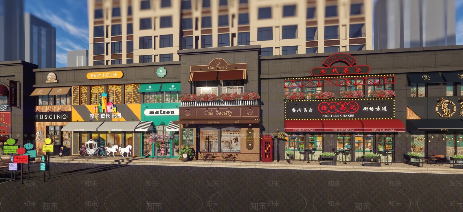 现代商业街SU模型下载【ID:1119969507】