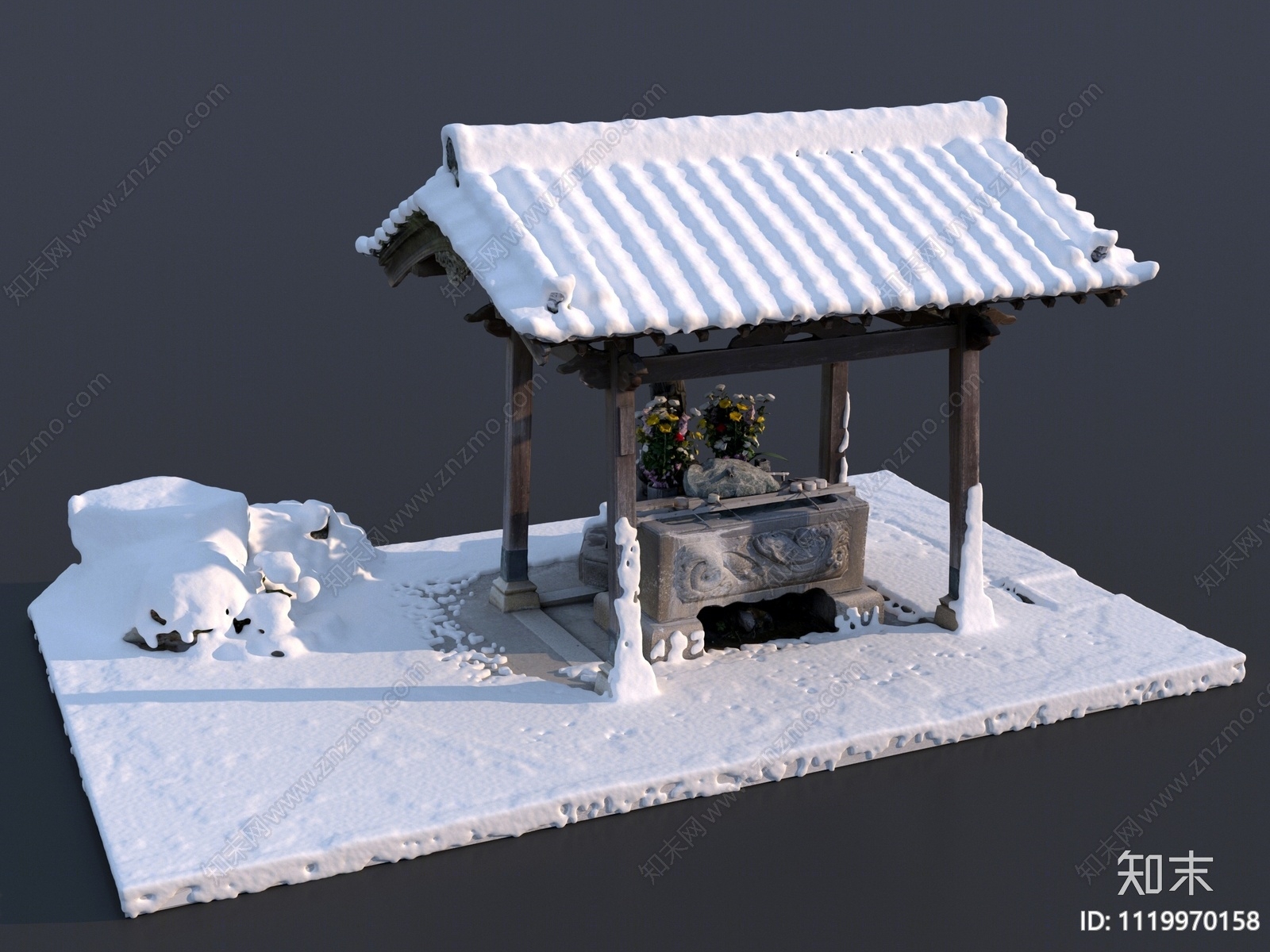 新中式雪景亭子3D模型下载【ID:1119970158】