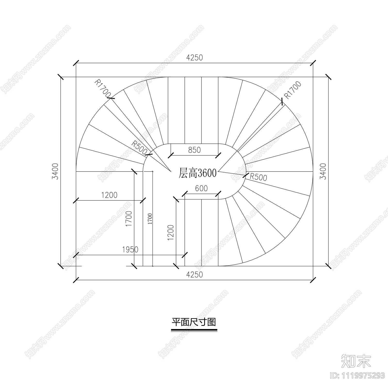旋转楼梯节点详图施工图cad施工图下载【ID:1119975293】