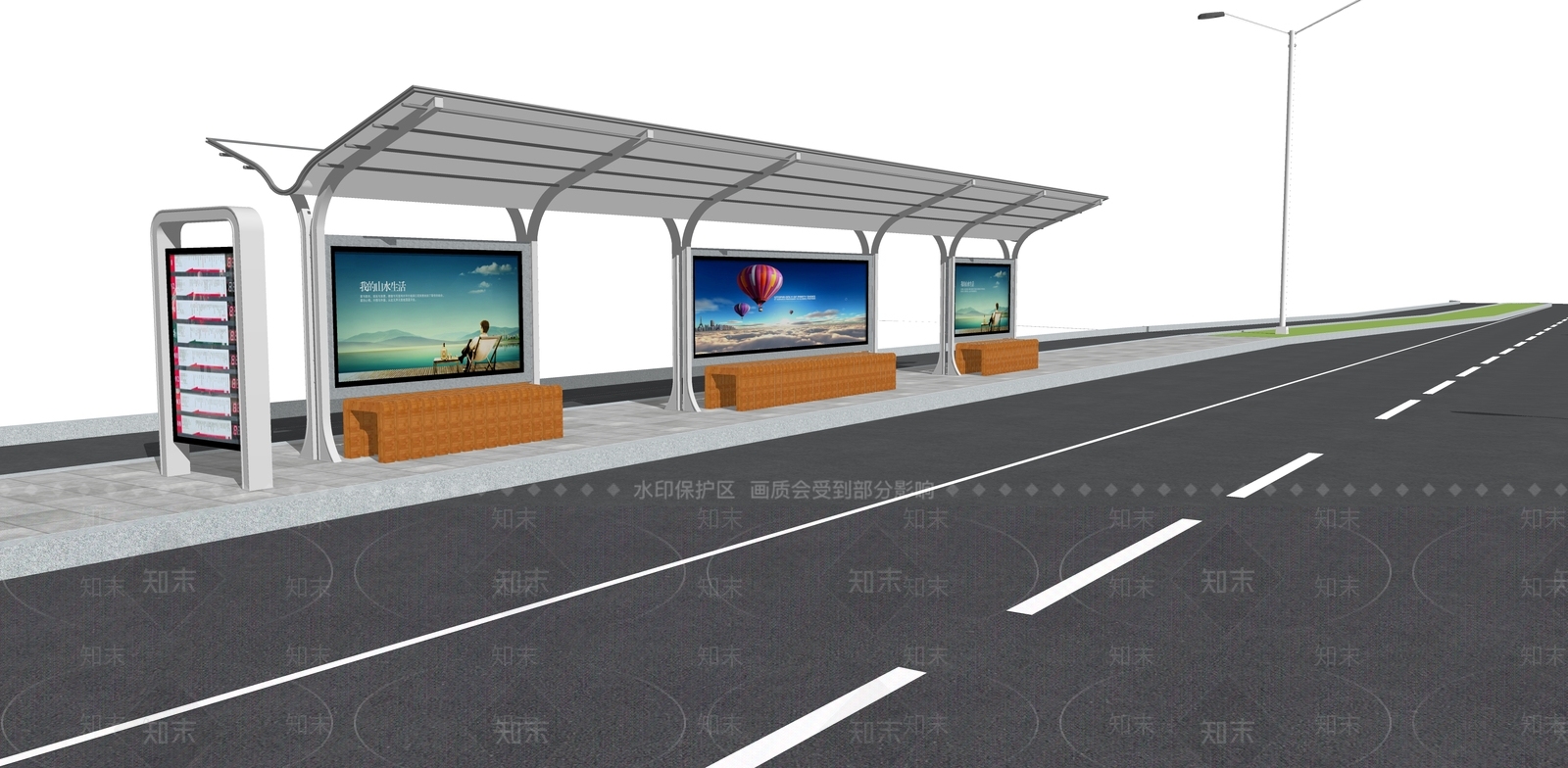 现代公交站SU模型下载【ID:1119975930】