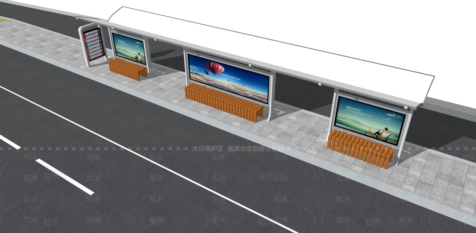 现代公交站SU模型下载【ID:1119975930】