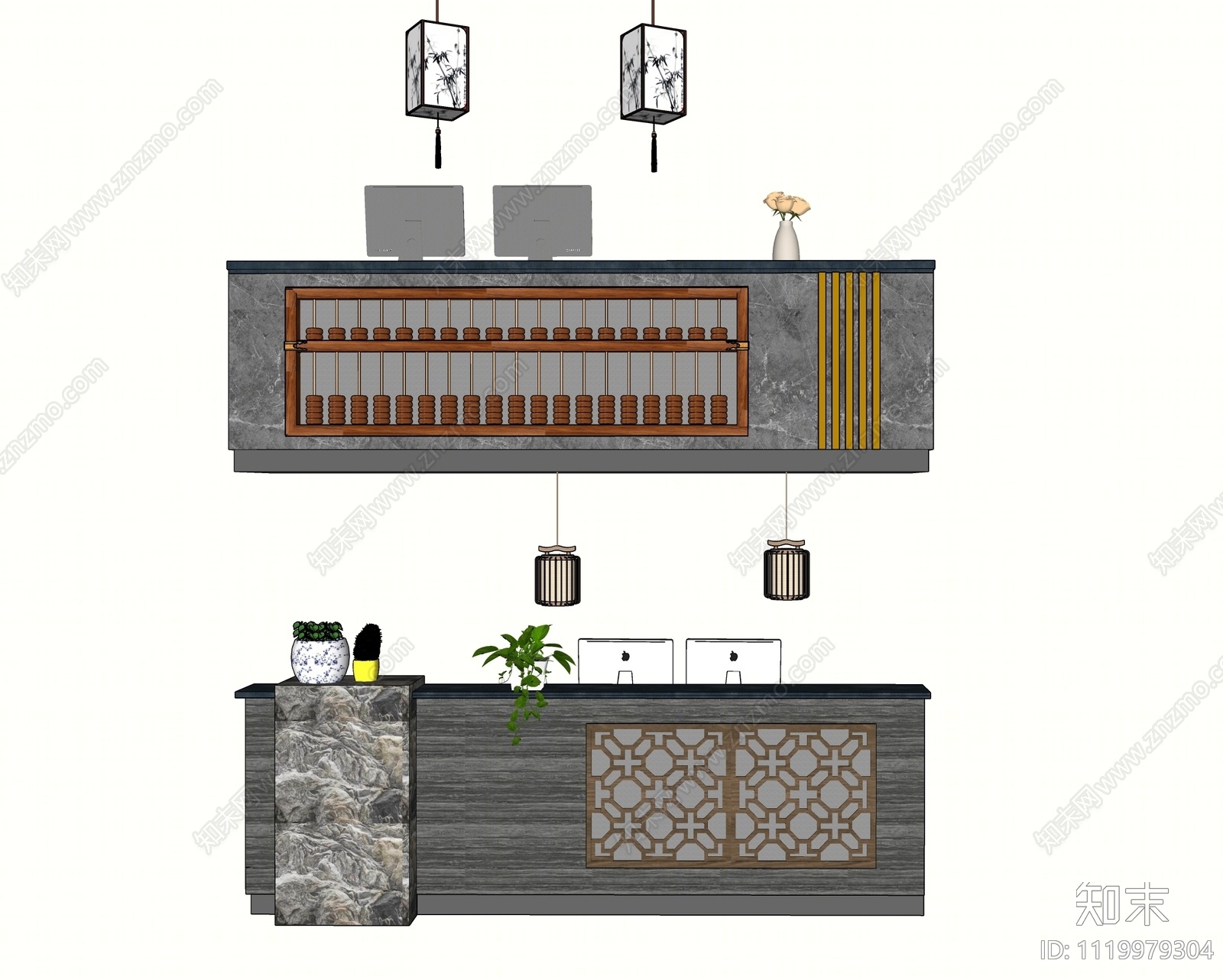 现代前台SU模型下载【ID:1119979304】