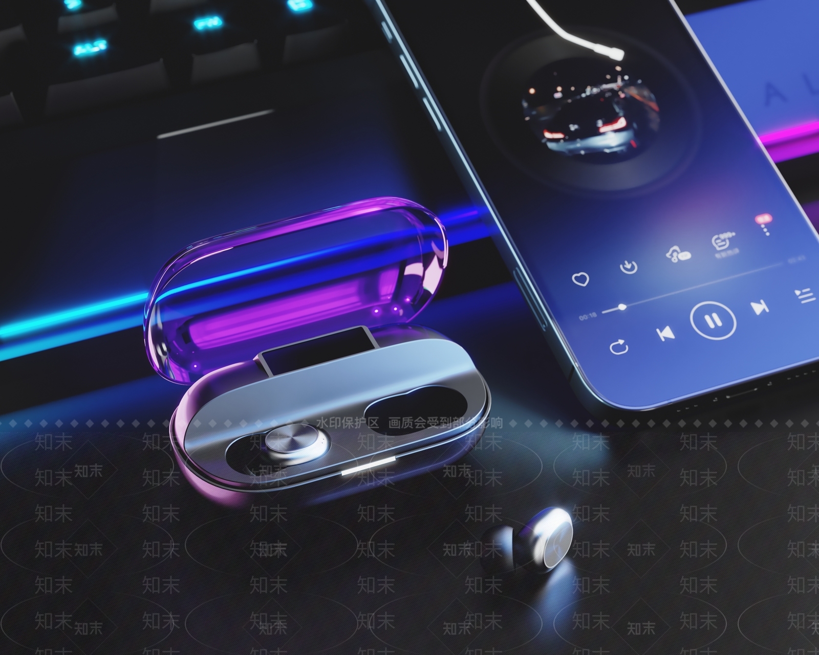 蓝牙耳机3D模型下载【ID:1119983826】