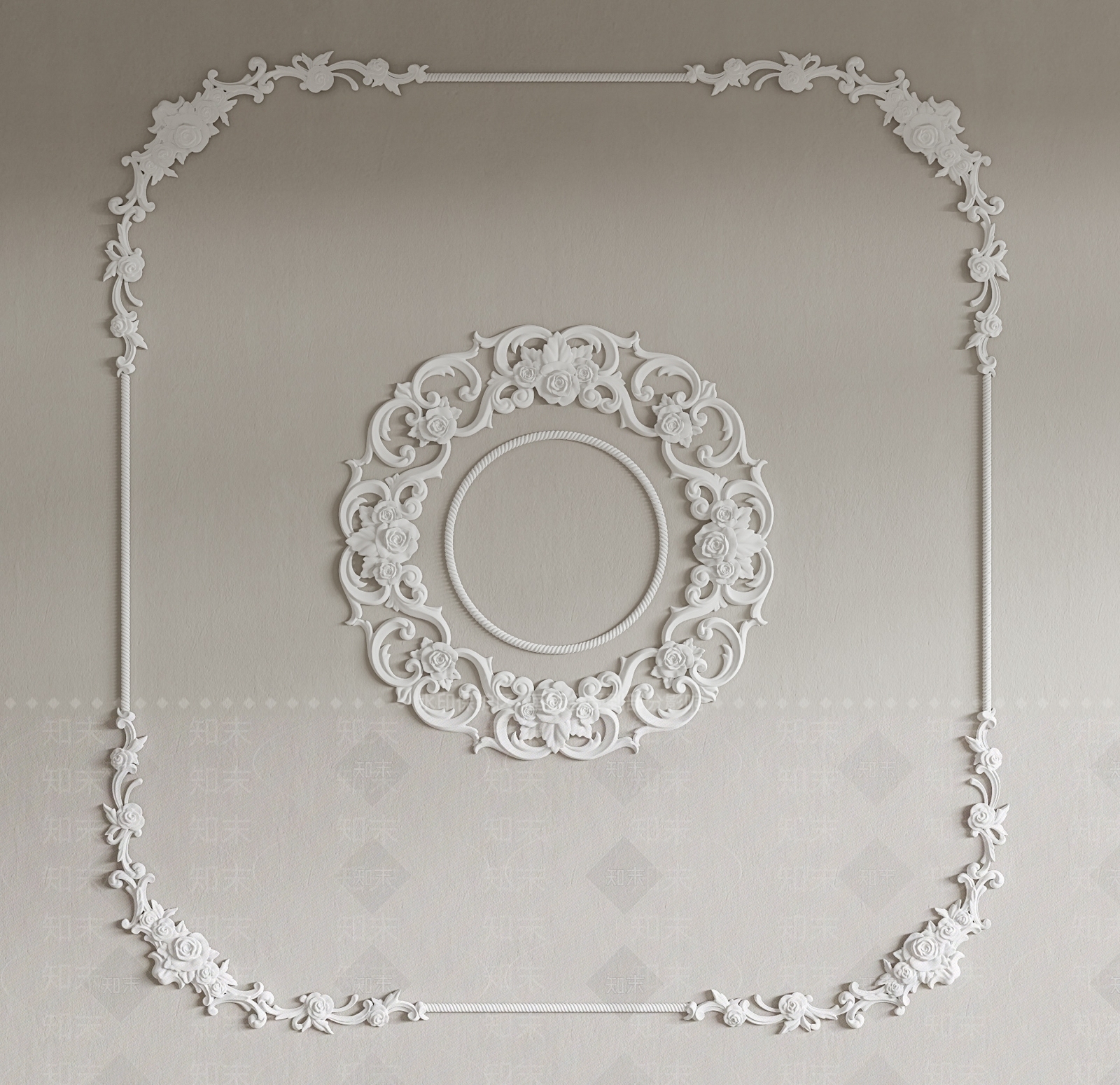 欧式石膏雕花SU模型下载【ID:1119990491】
