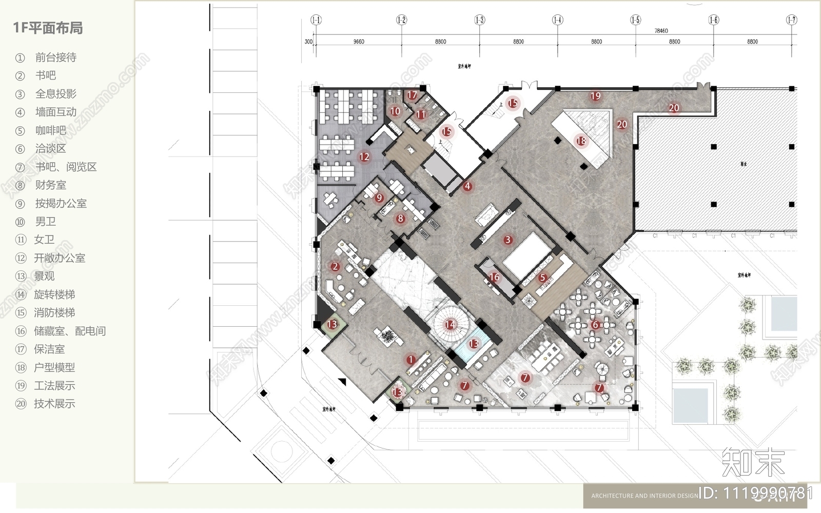 售楼处休闲会所室内cad施工图下载【ID:1119990781】