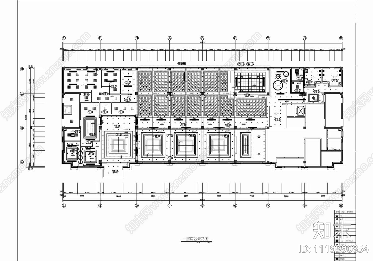 1500㎡售楼中心设计CAD施工图cad施工图下载【ID:1119990854】