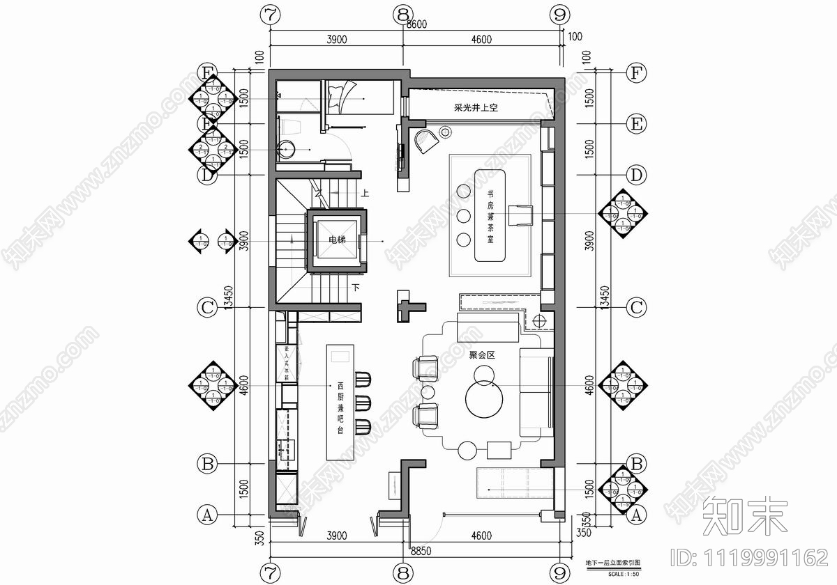 四层别墅室内住宅装修CAD施工图施工图下载【ID:1119991162】