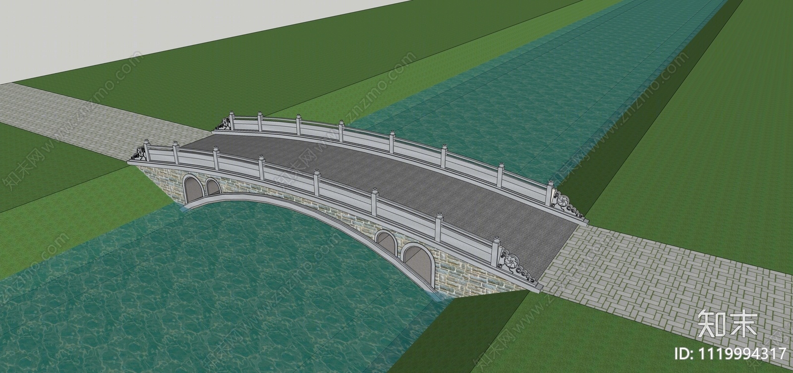 中式石拱桥SU模型下载【ID:1119994317】