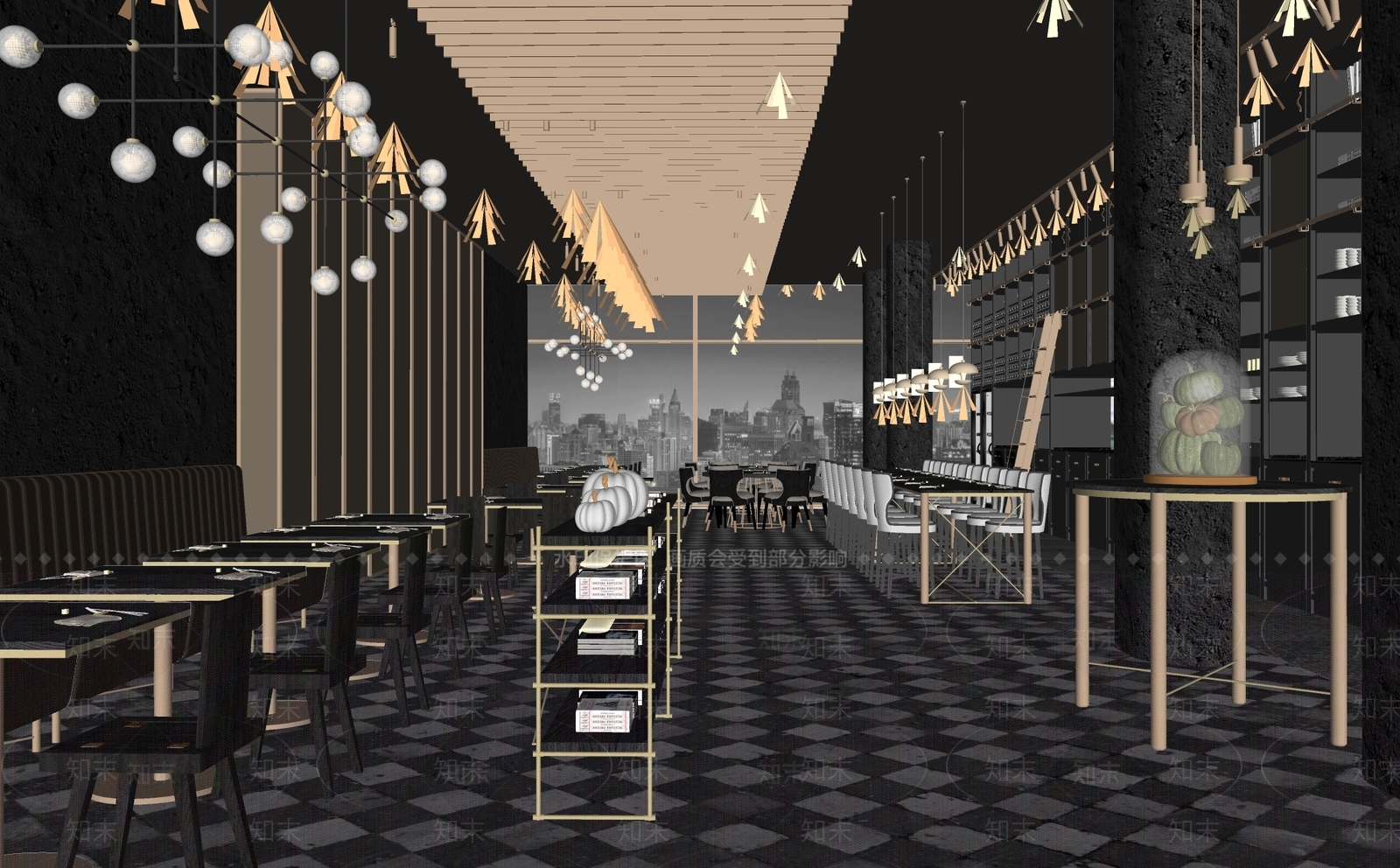 北欧西餐厅SU模型下载【ID:1119997768】