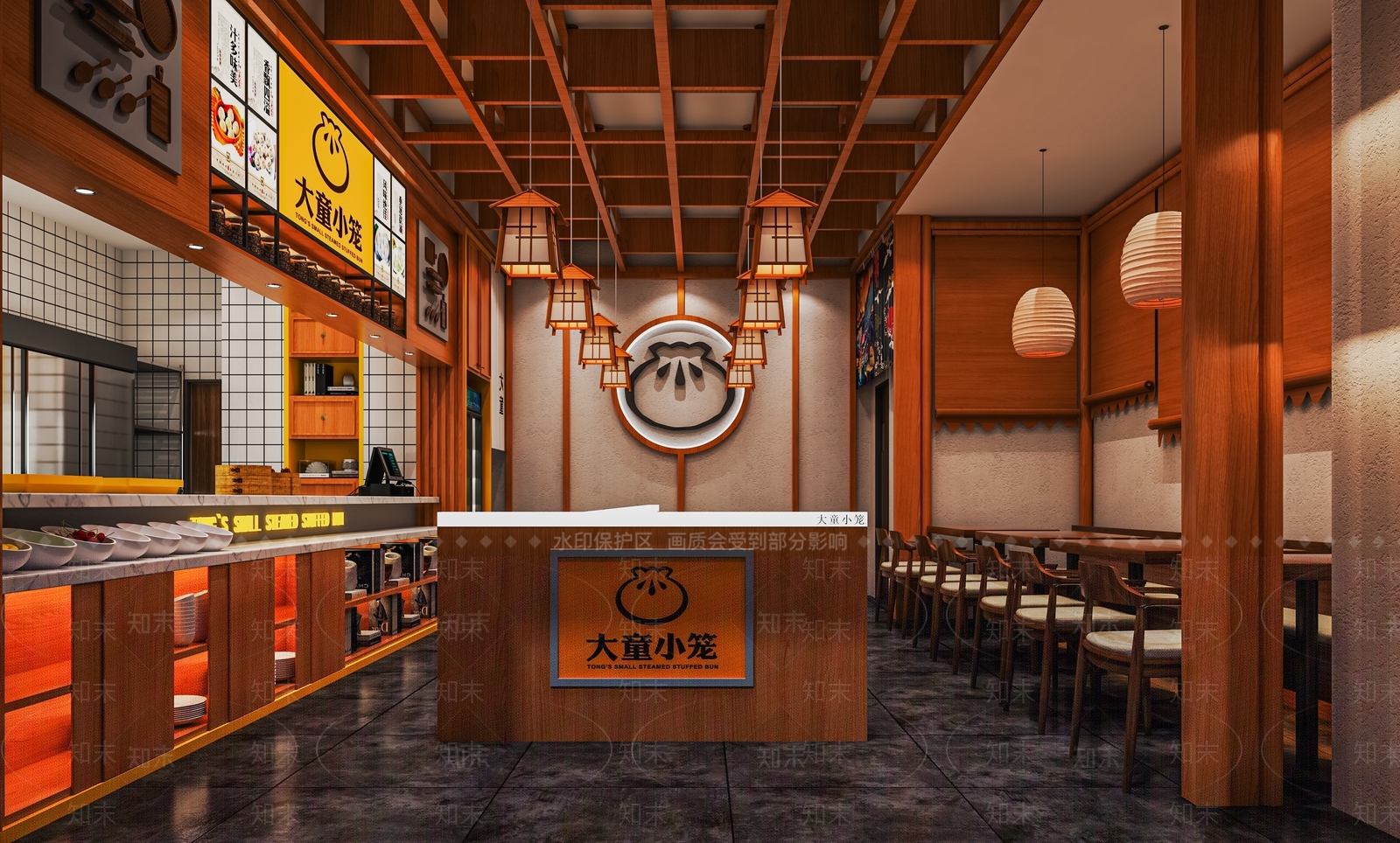 新中式快餐店SU模型下载【ID:1120010200】