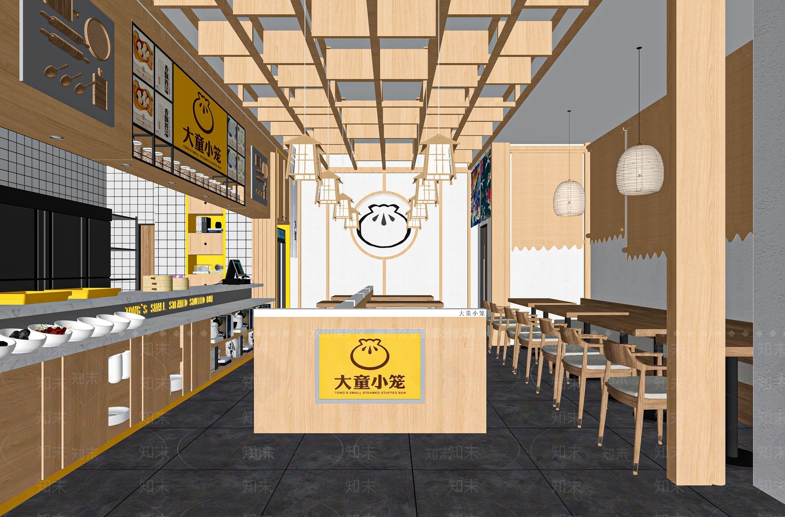 新中式快餐店SU模型下载【ID:1120010200】