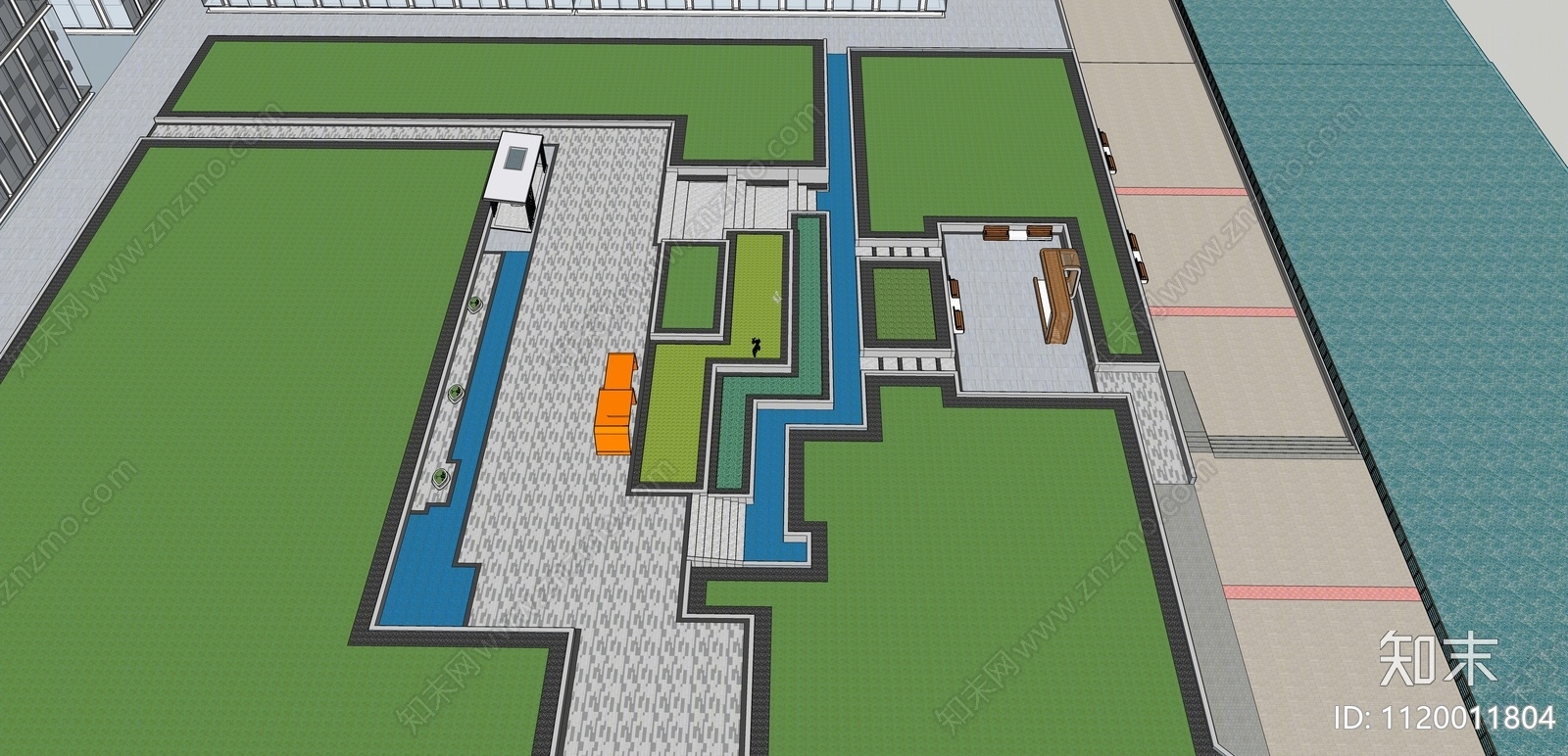 现代广场景观SU模型下载【ID:1120011804】