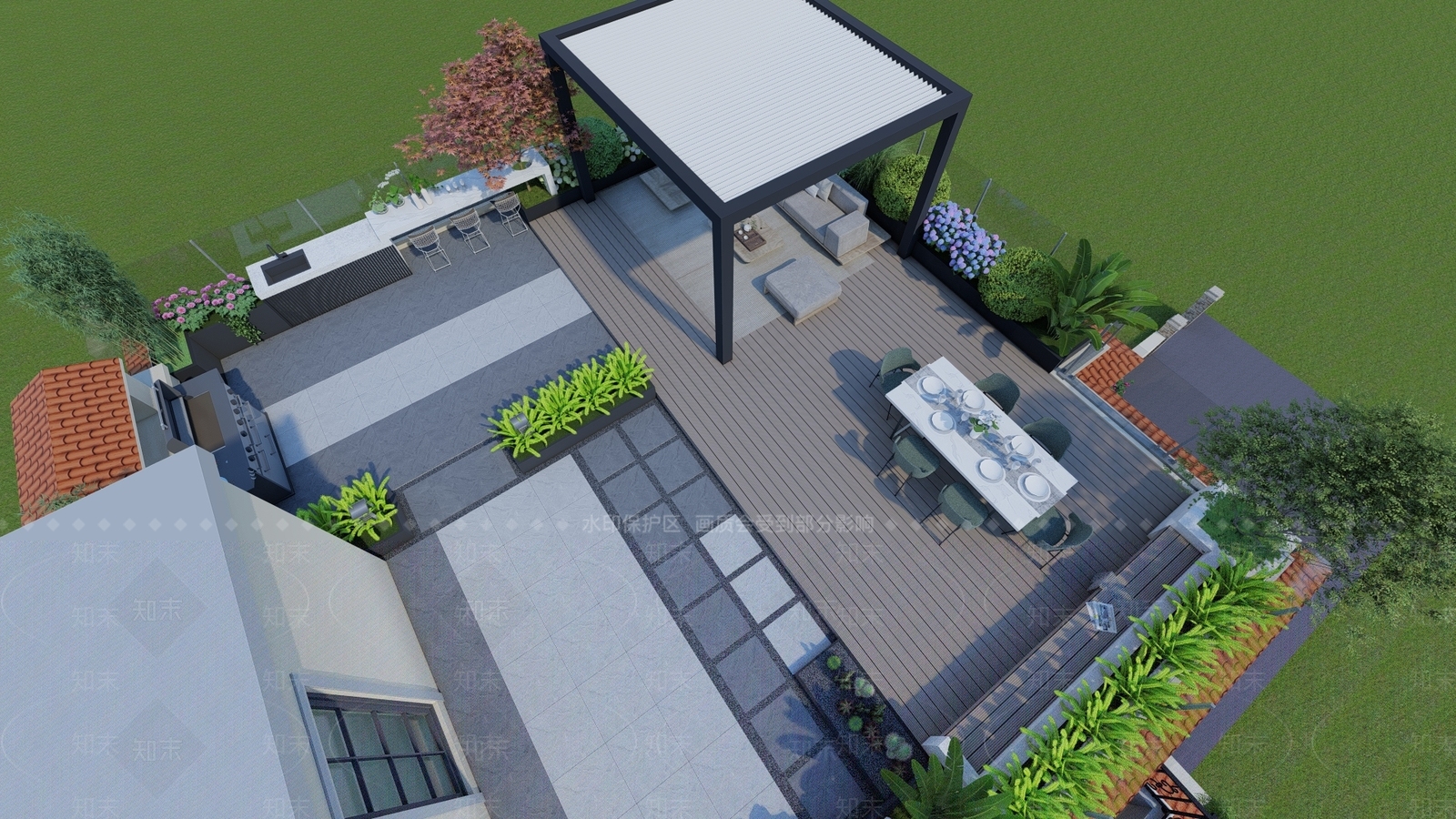 现代屋顶花园SU模型下载【ID:1120014483】_知末su模型网
