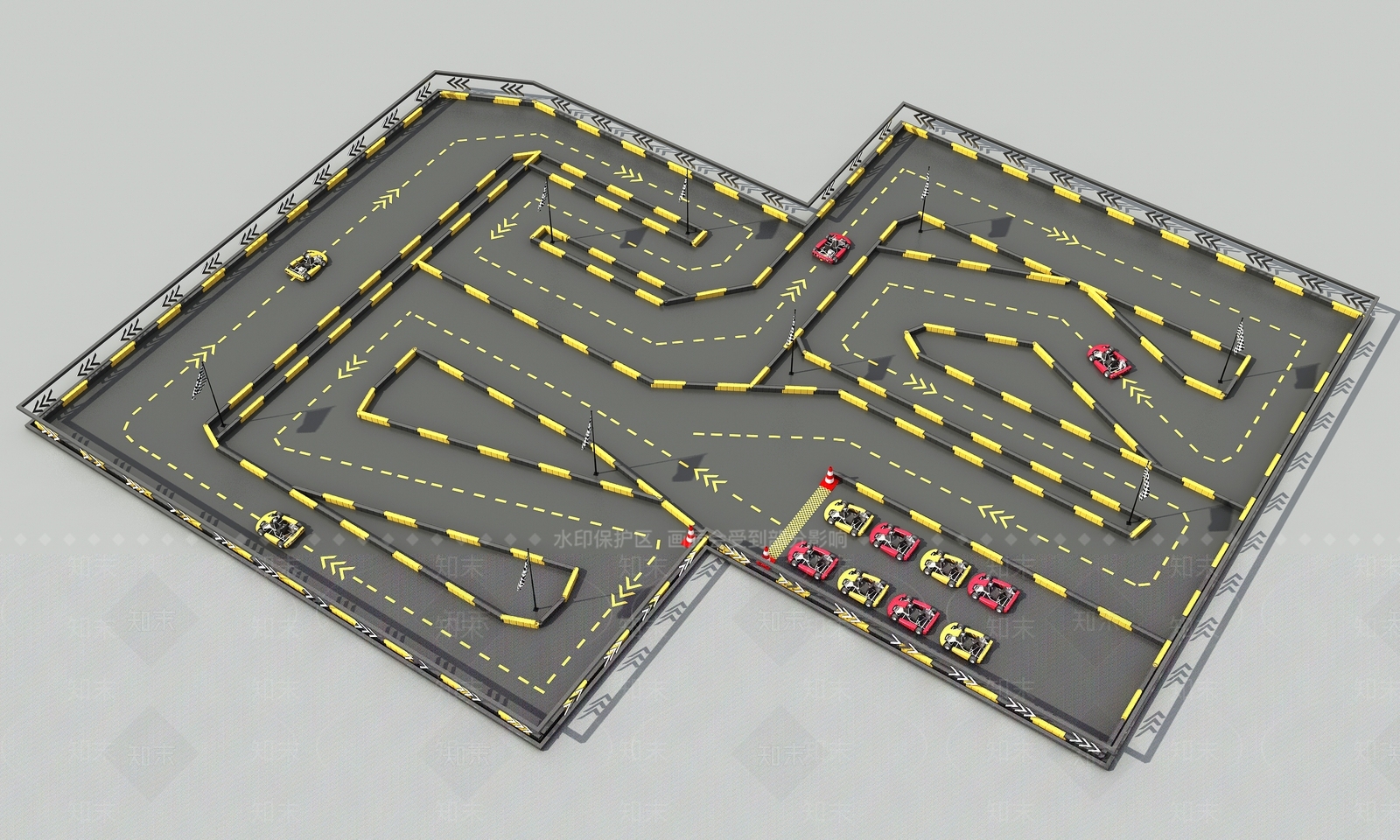 现代卡丁车场3D模型下载【ID:1120032888】