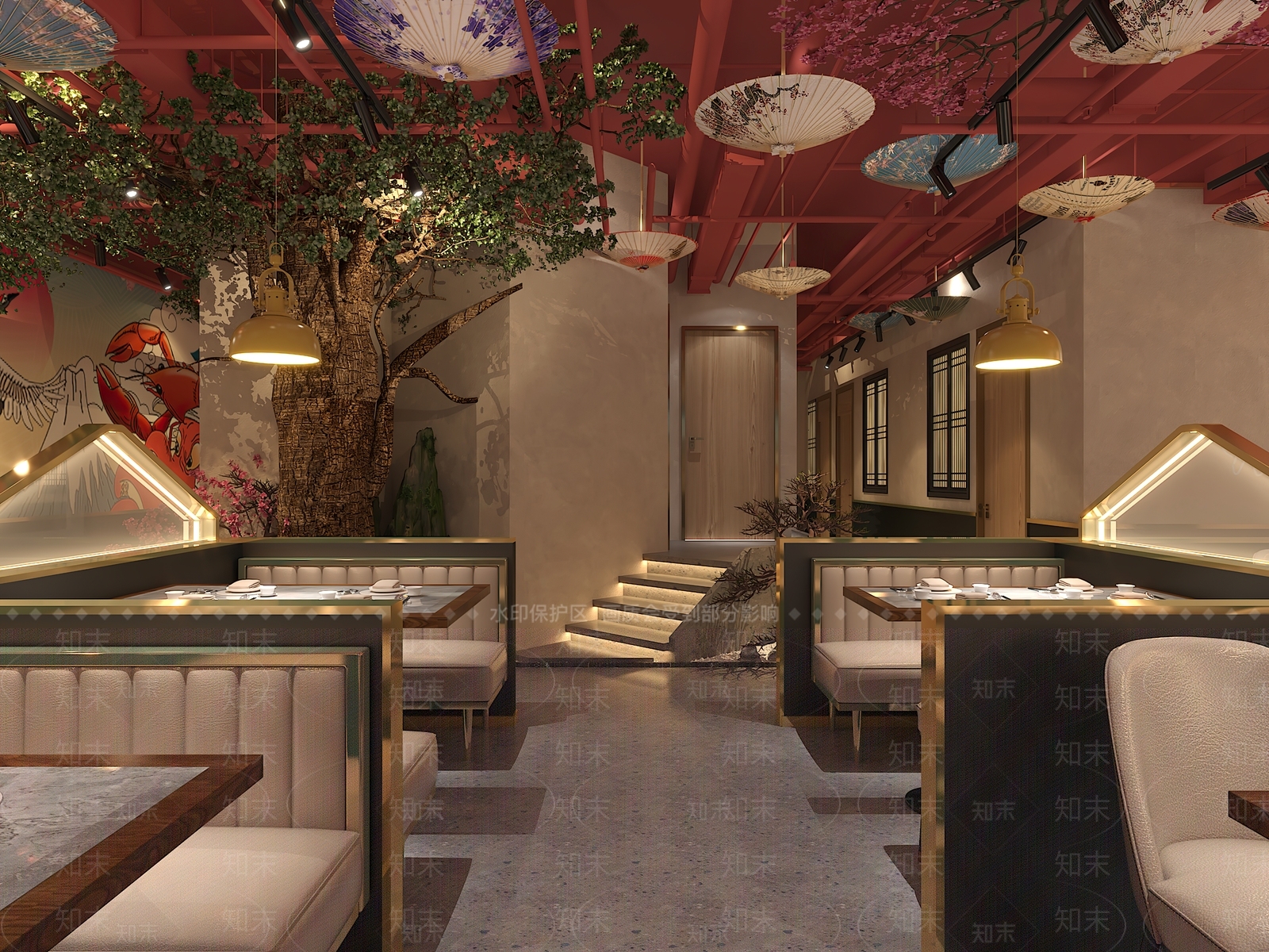现代国潮烧烤店3D模型下载【ID:1120432355】