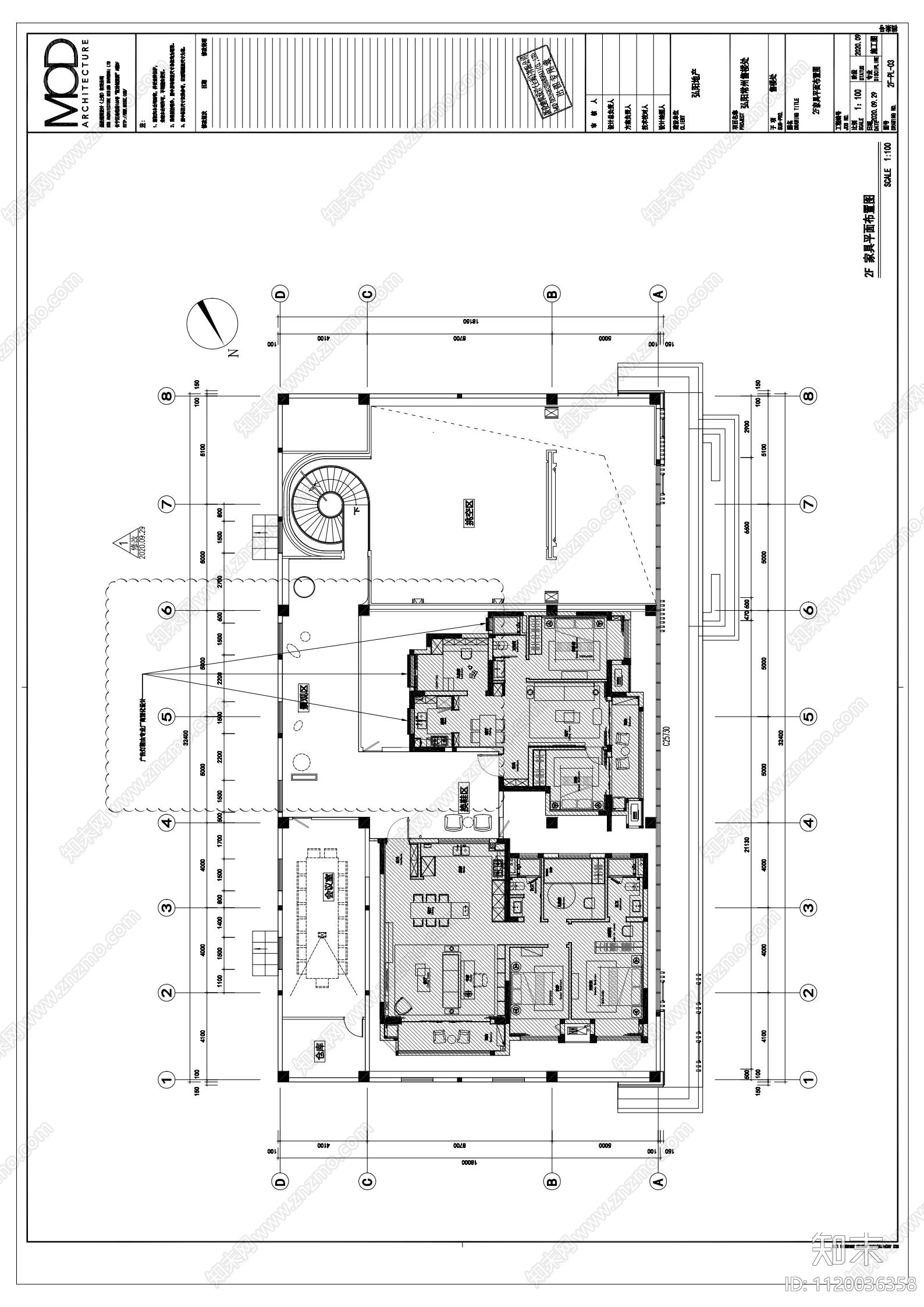 现代简约售楼处室内设计施工图cad施工图下载【ID:1120036358】