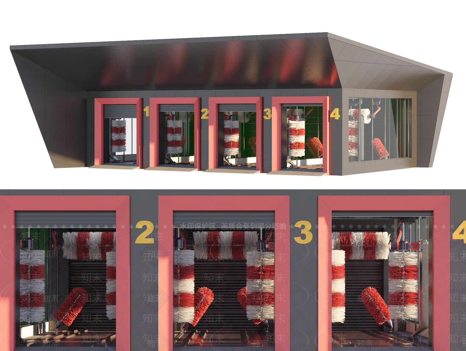 现代自动洗车店3D模型下载【ID:1120073605】