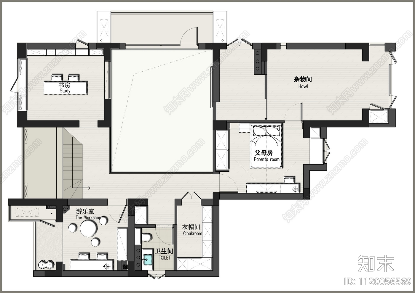 260㎡跃层别墅家装CAD施工图cad施工图下载【ID:1120056569】