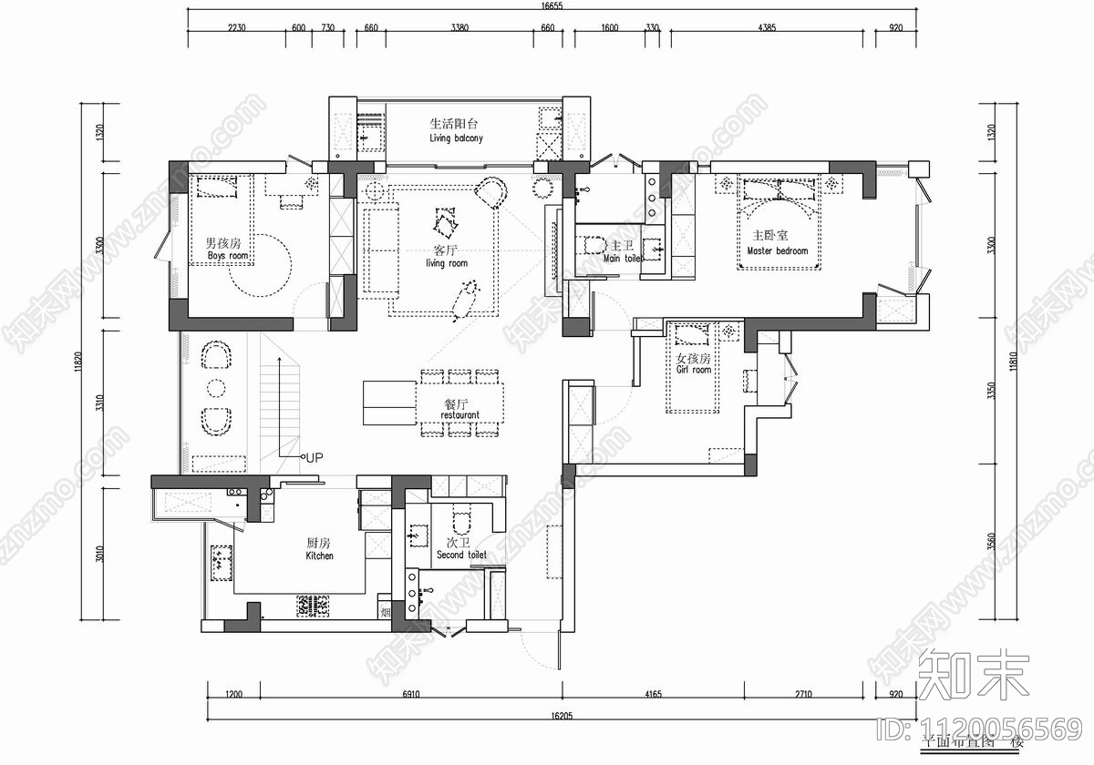 260㎡跃层别墅家装CAD施工图cad施工图下载【ID:1120056569】