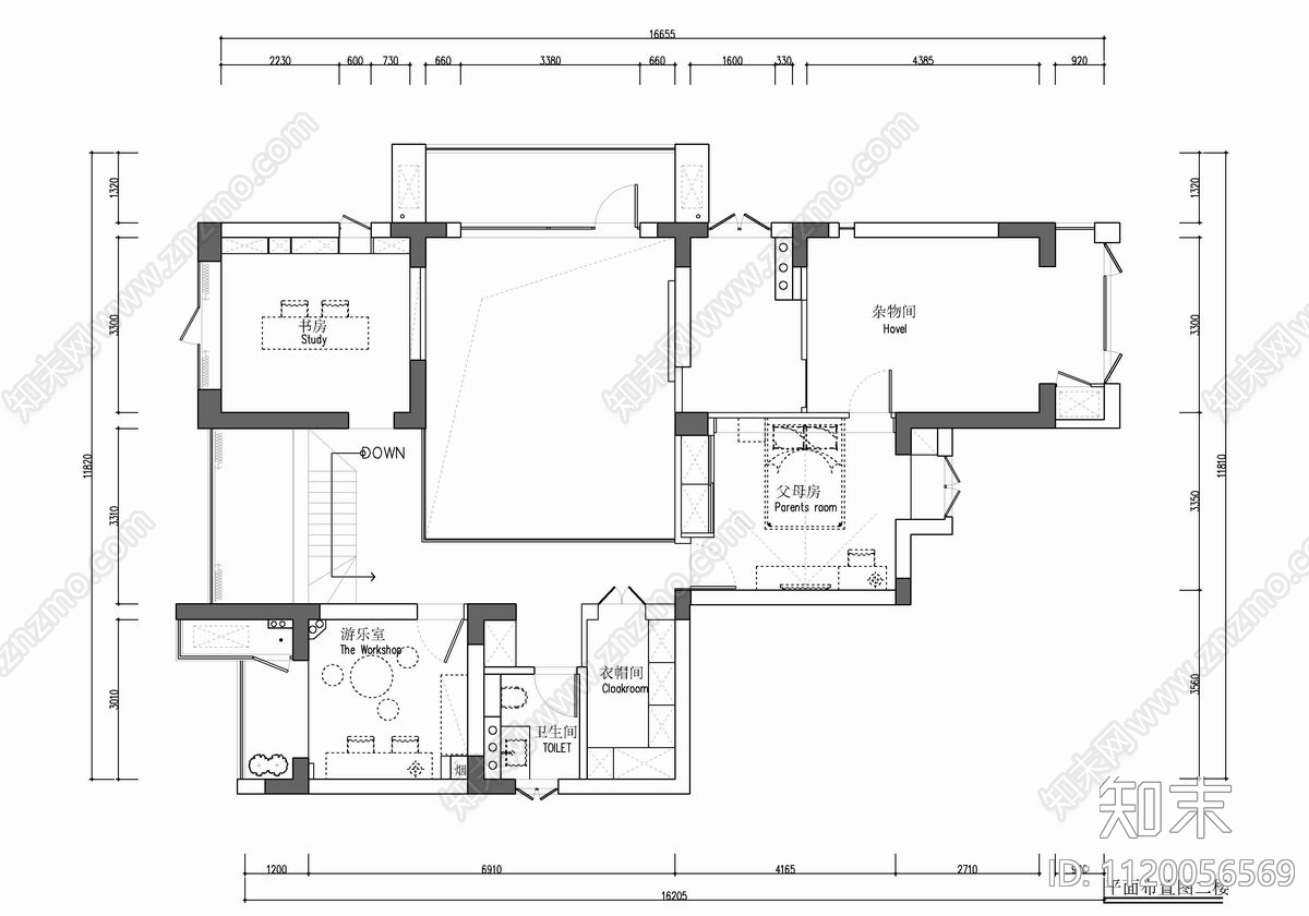 260㎡跃层别墅家装CAD施工图cad施工图下载【ID:1120056569】