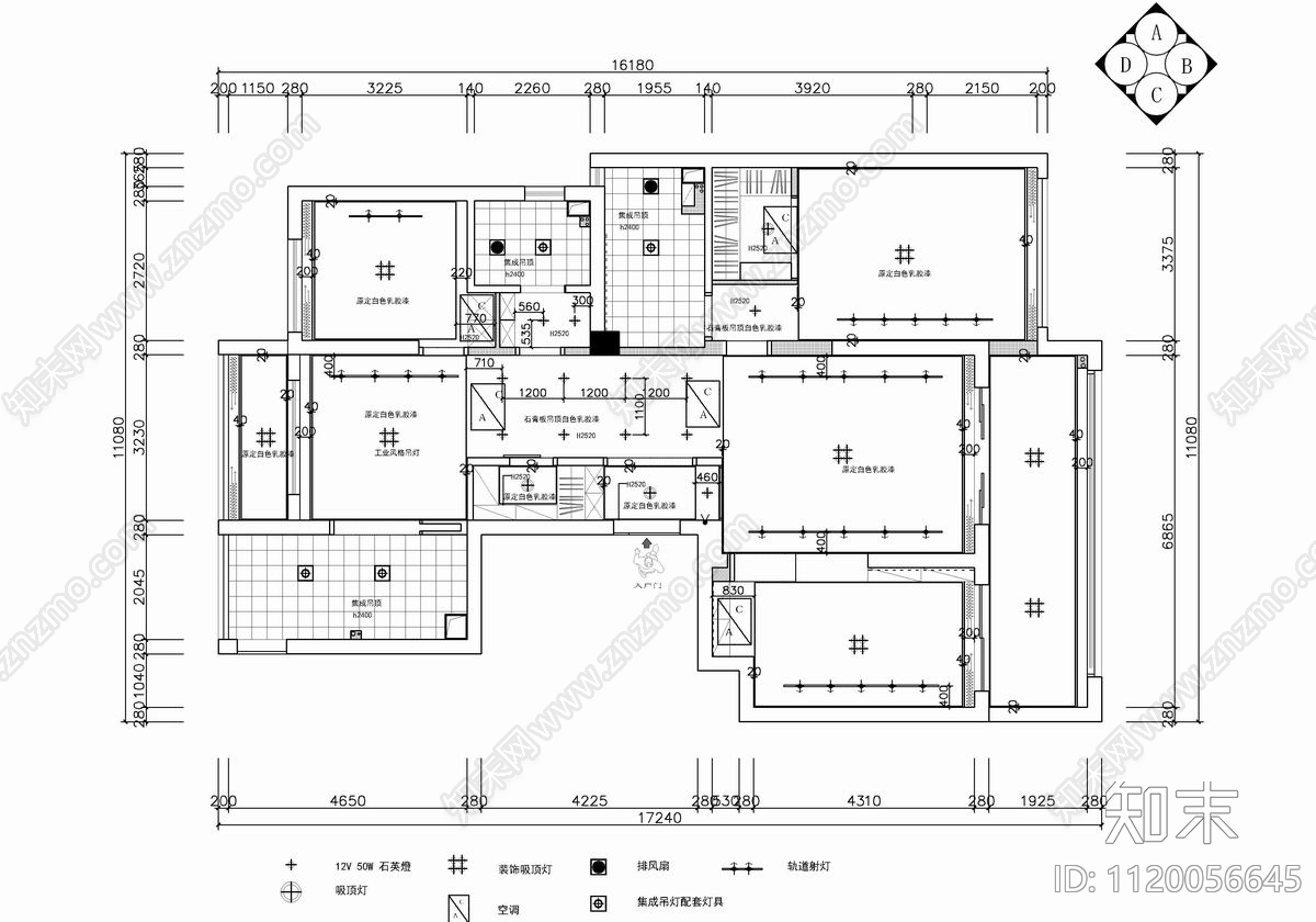 160㎡家装大平层CAD施工图cad施工图下载【ID:1120056645】