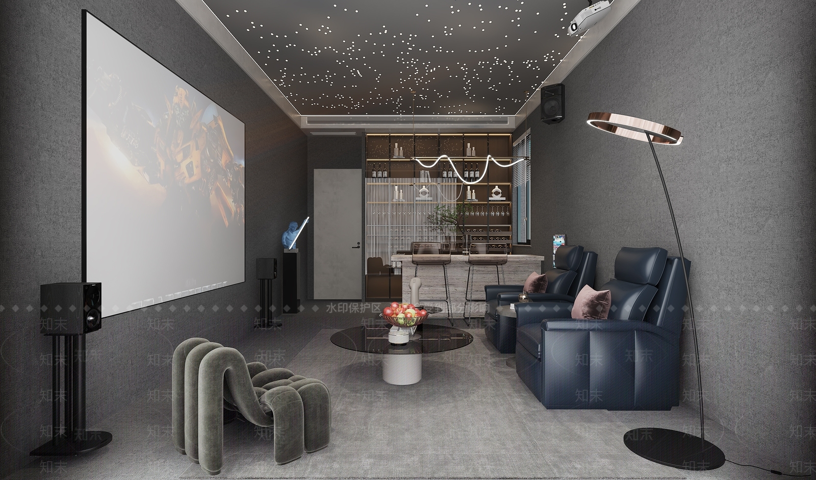 现代家居影音室3D模型下载【ID:1120071545】