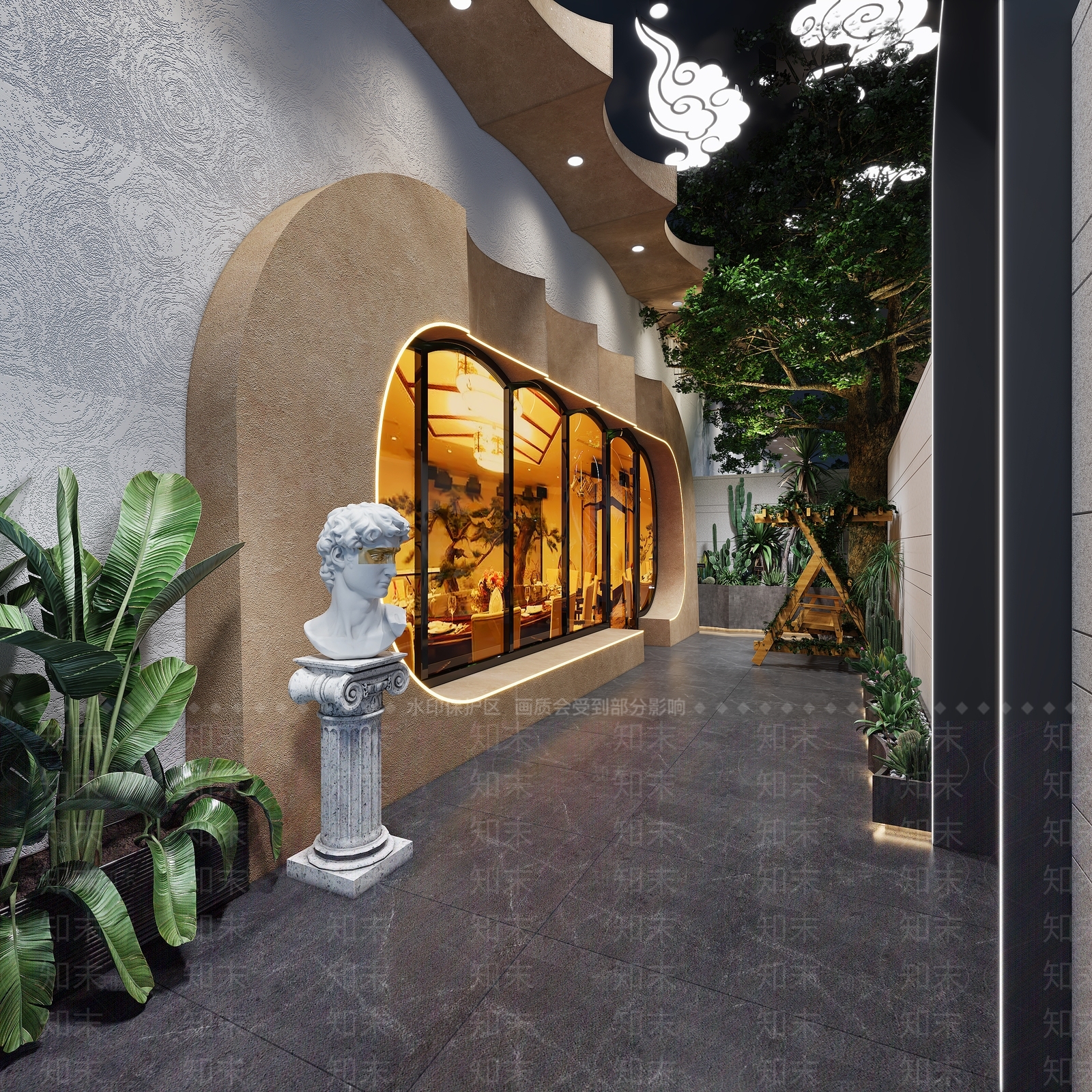 现代餐厅商业景观3D模型下载【ID:1120071193】