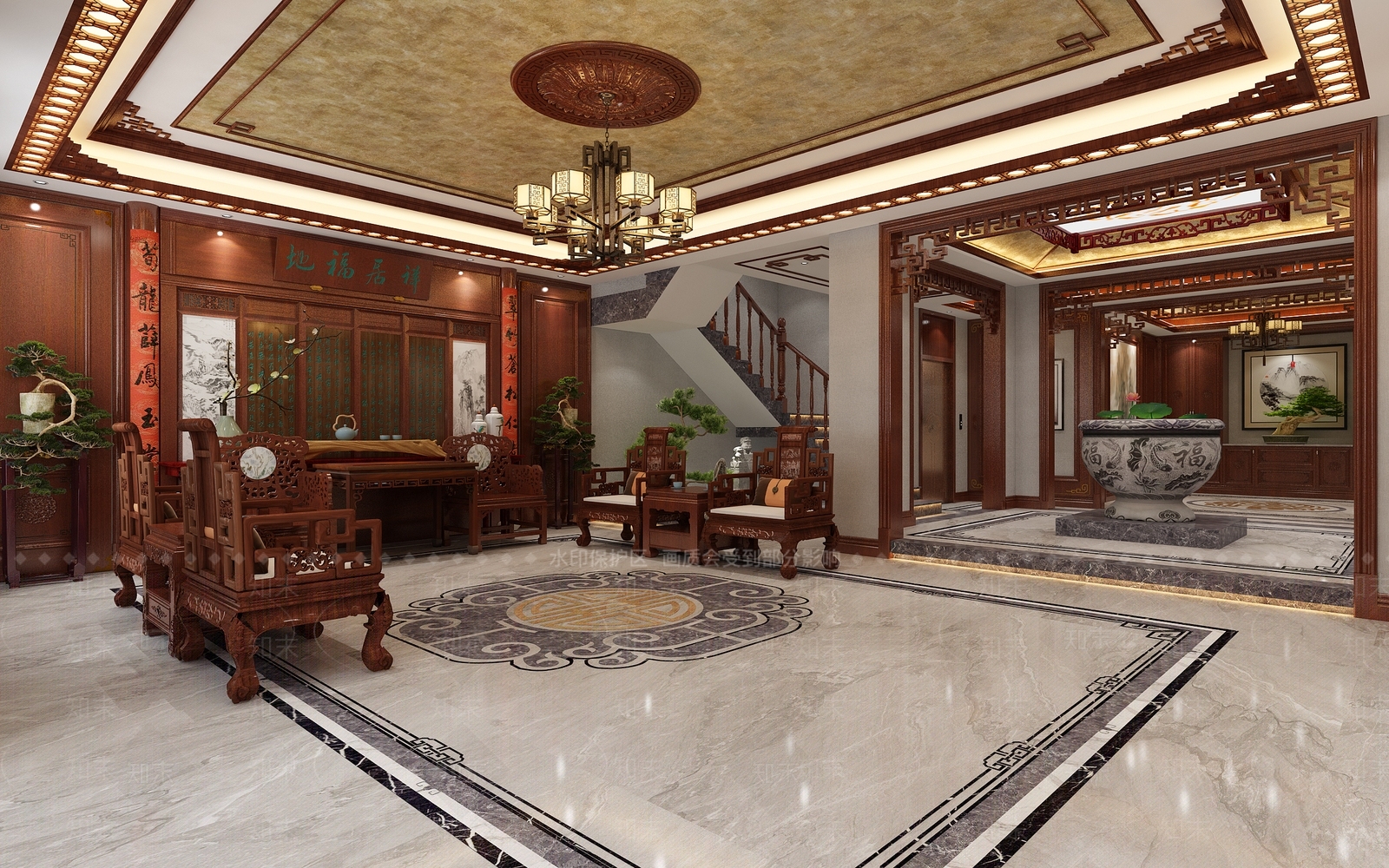 中式玄关3D模型下载【ID:1222027499】