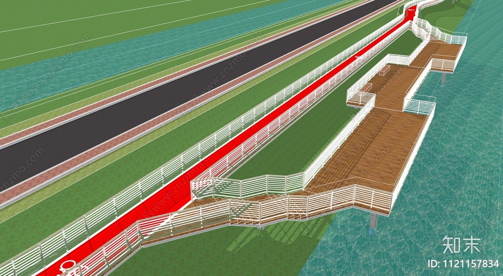 现代滨水栈道SU模型下载【ID:1121157834】