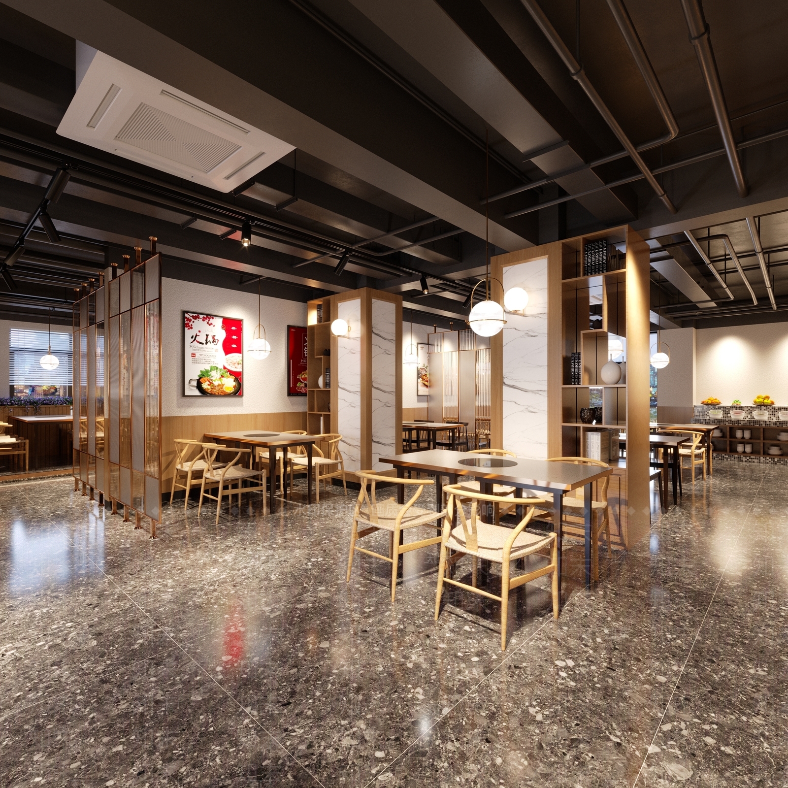 现代火锅店3D模型下载【ID:1120077440】