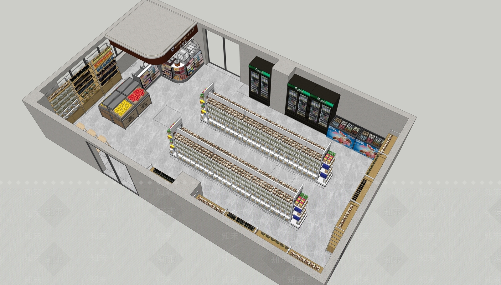 现代超市便利店SU模型下载【ID:1120078348】