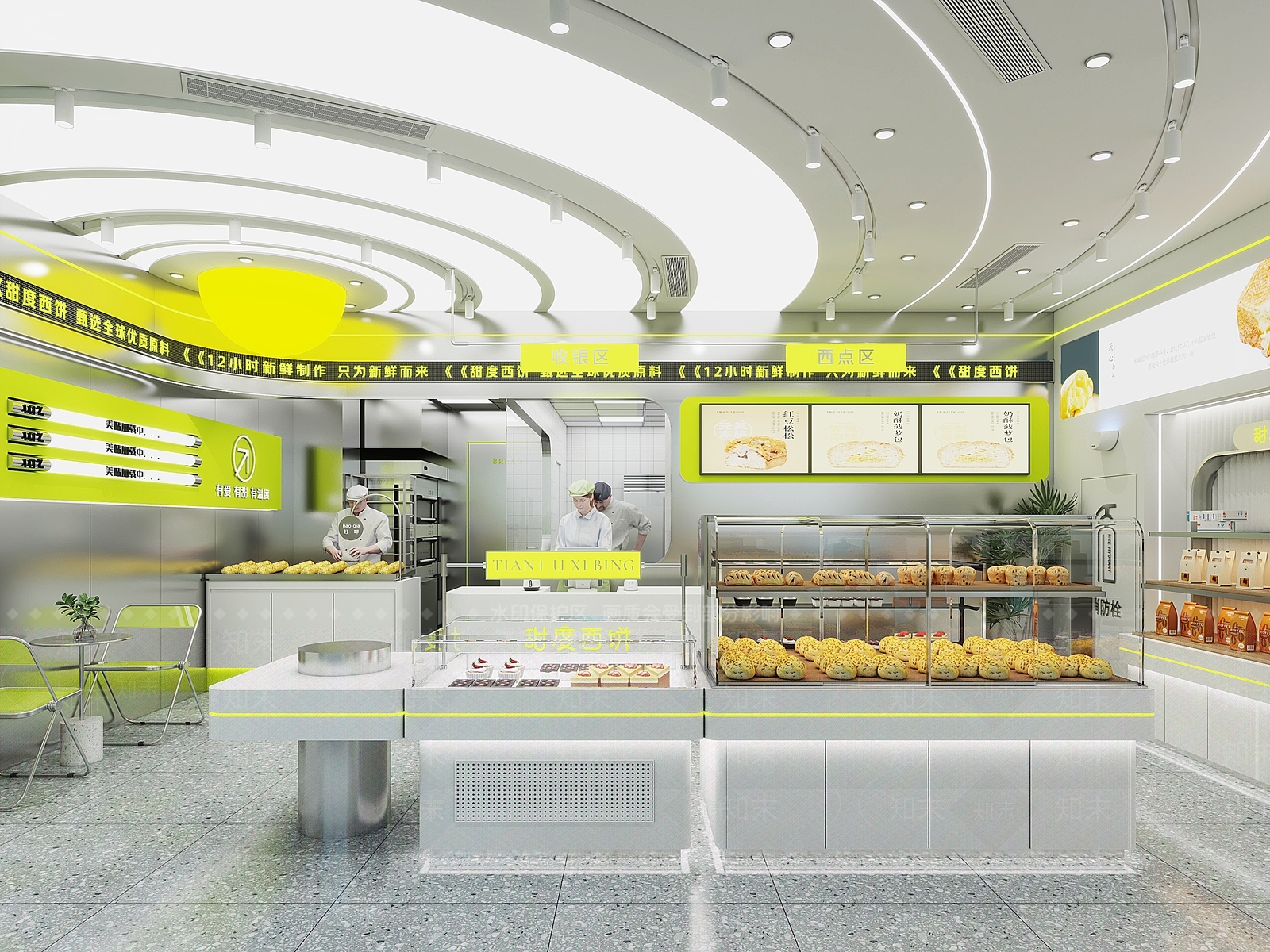 现代烘焙坊蛋糕面包店3D模型下载【ID:1120079084】