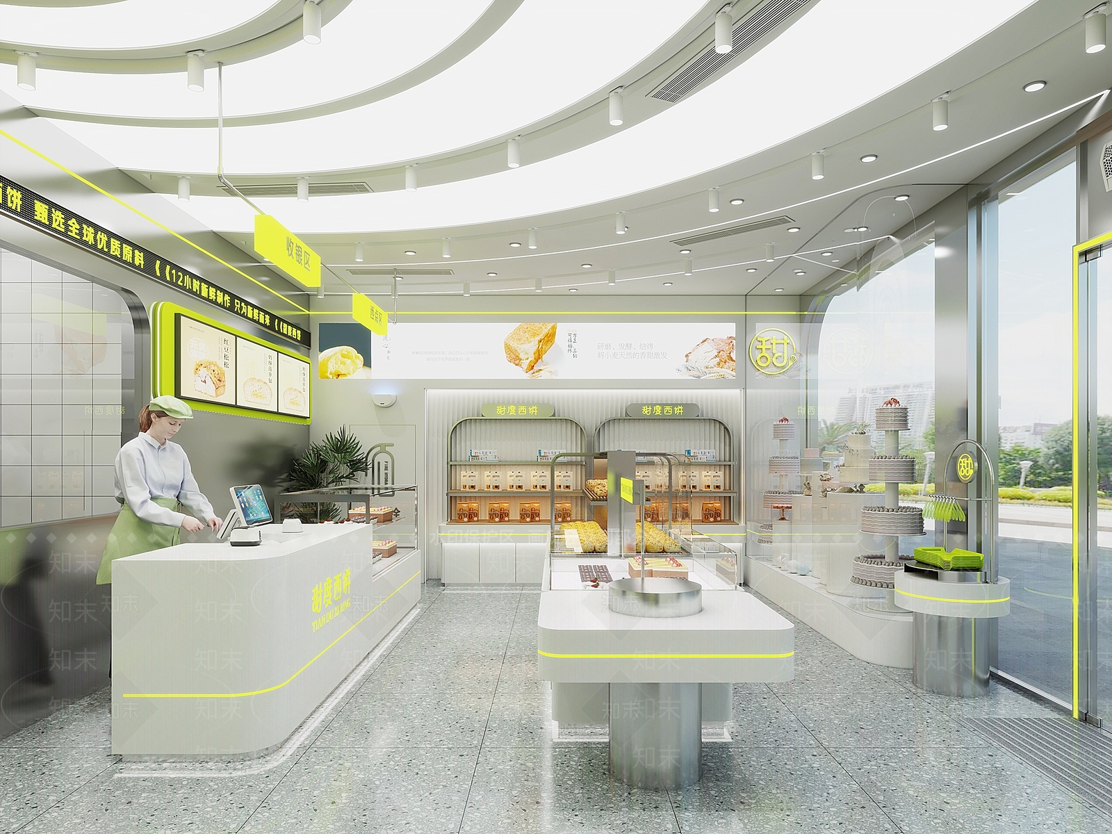 现代烘焙坊蛋糕面包店3D模型下载【ID:1120079084】