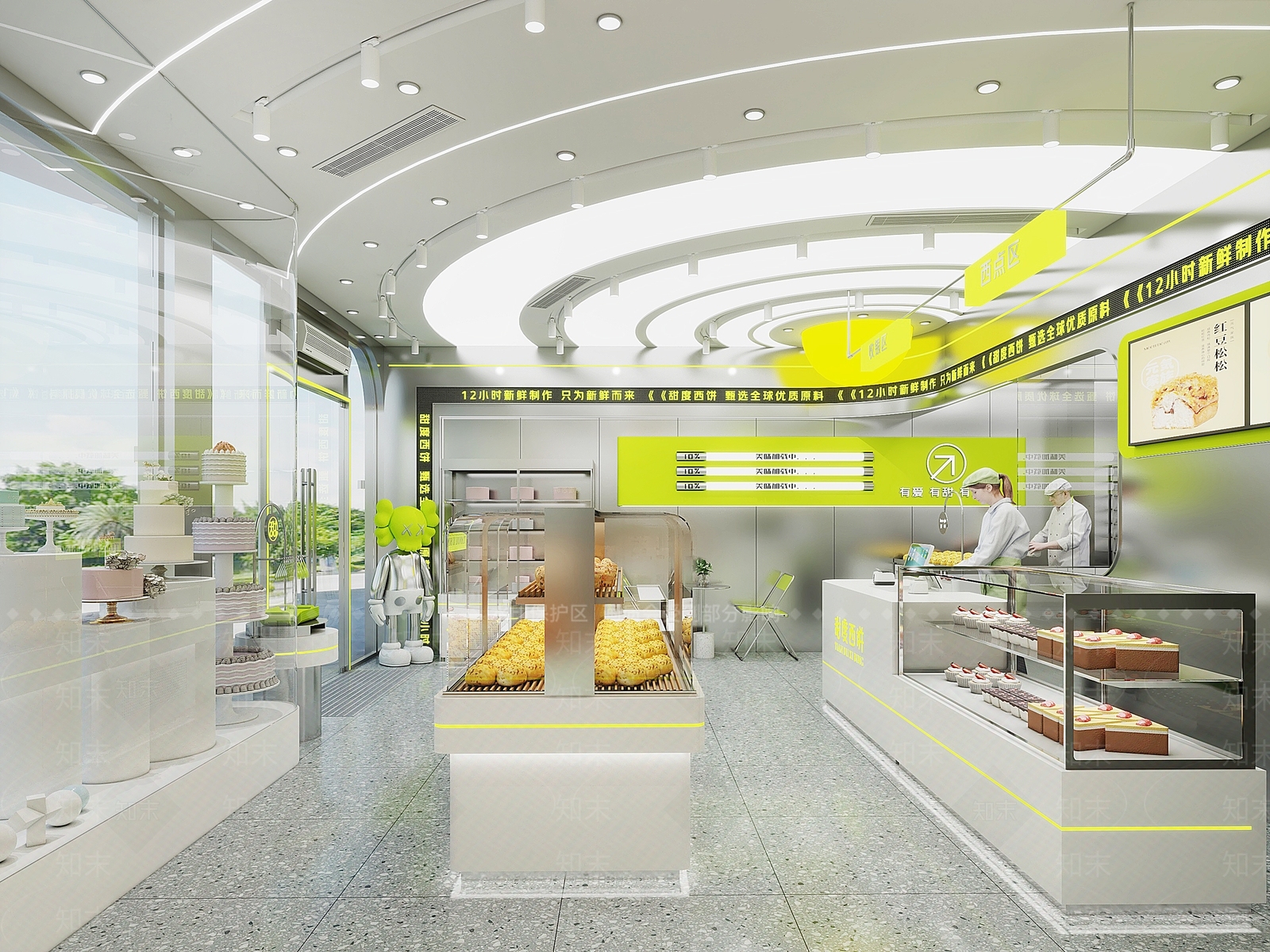 现代烘焙坊蛋糕面包店3D模型下载【ID:1120079084】
