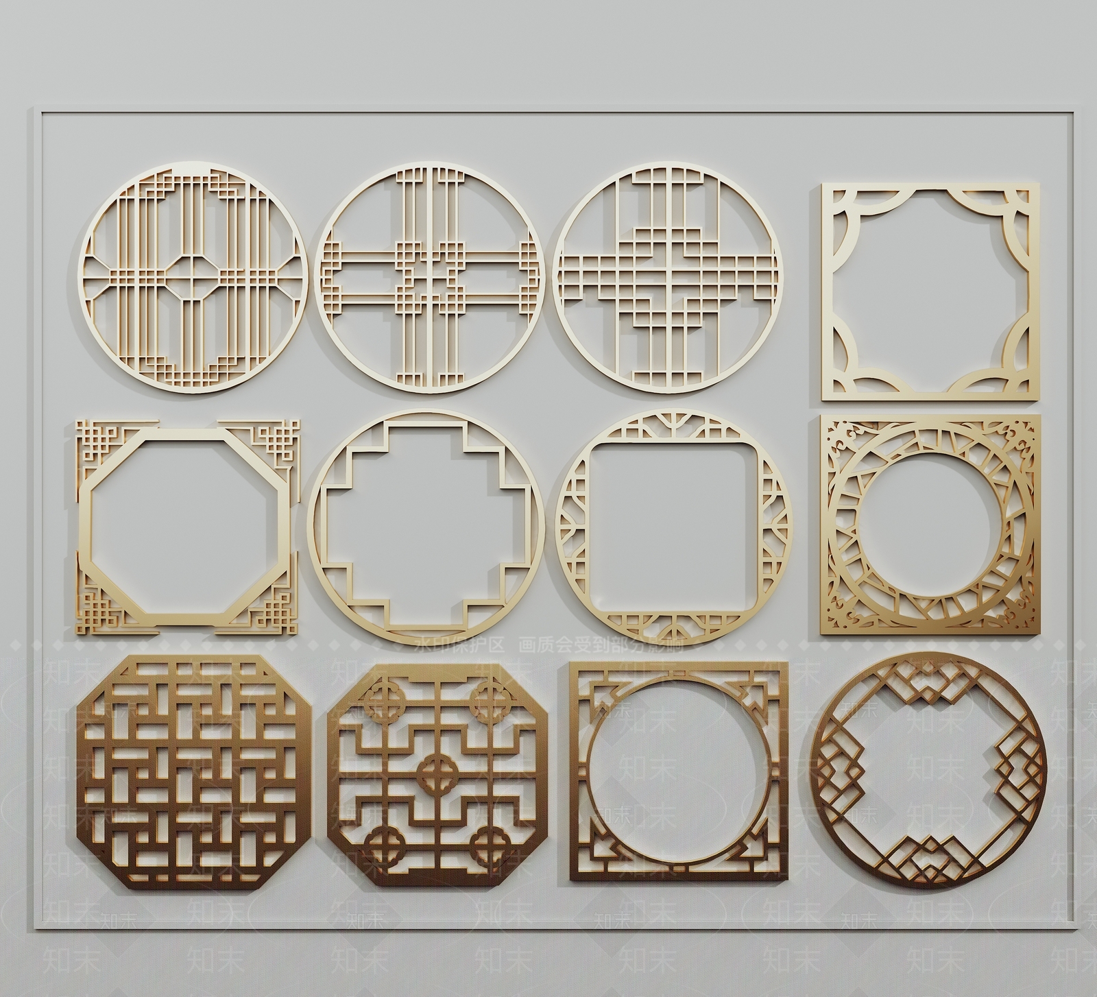 中式金属镂空雕花3D模型下载【ID:1120081047】
