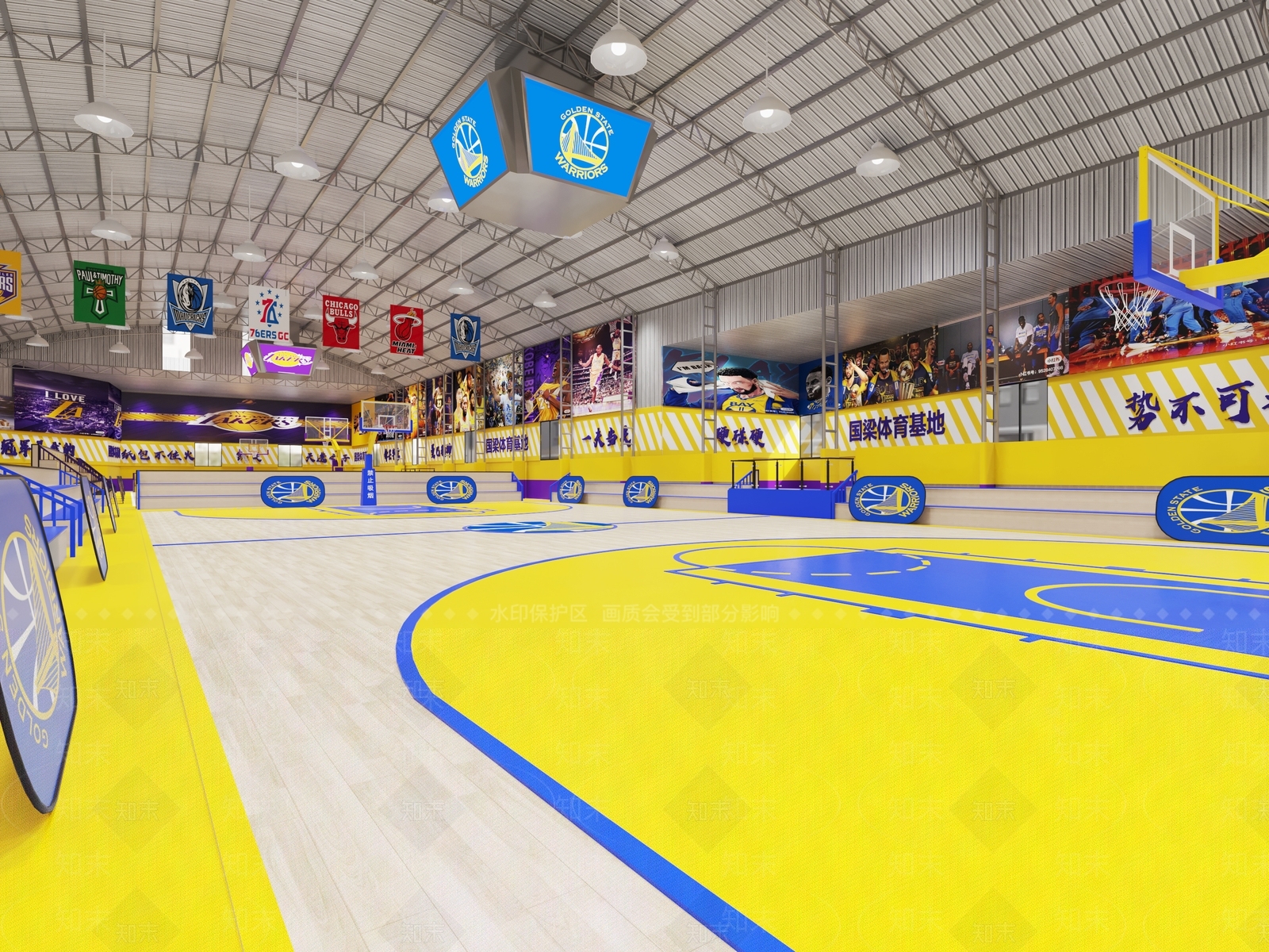 现代篮球场3D模型下载【ID:1120084027】