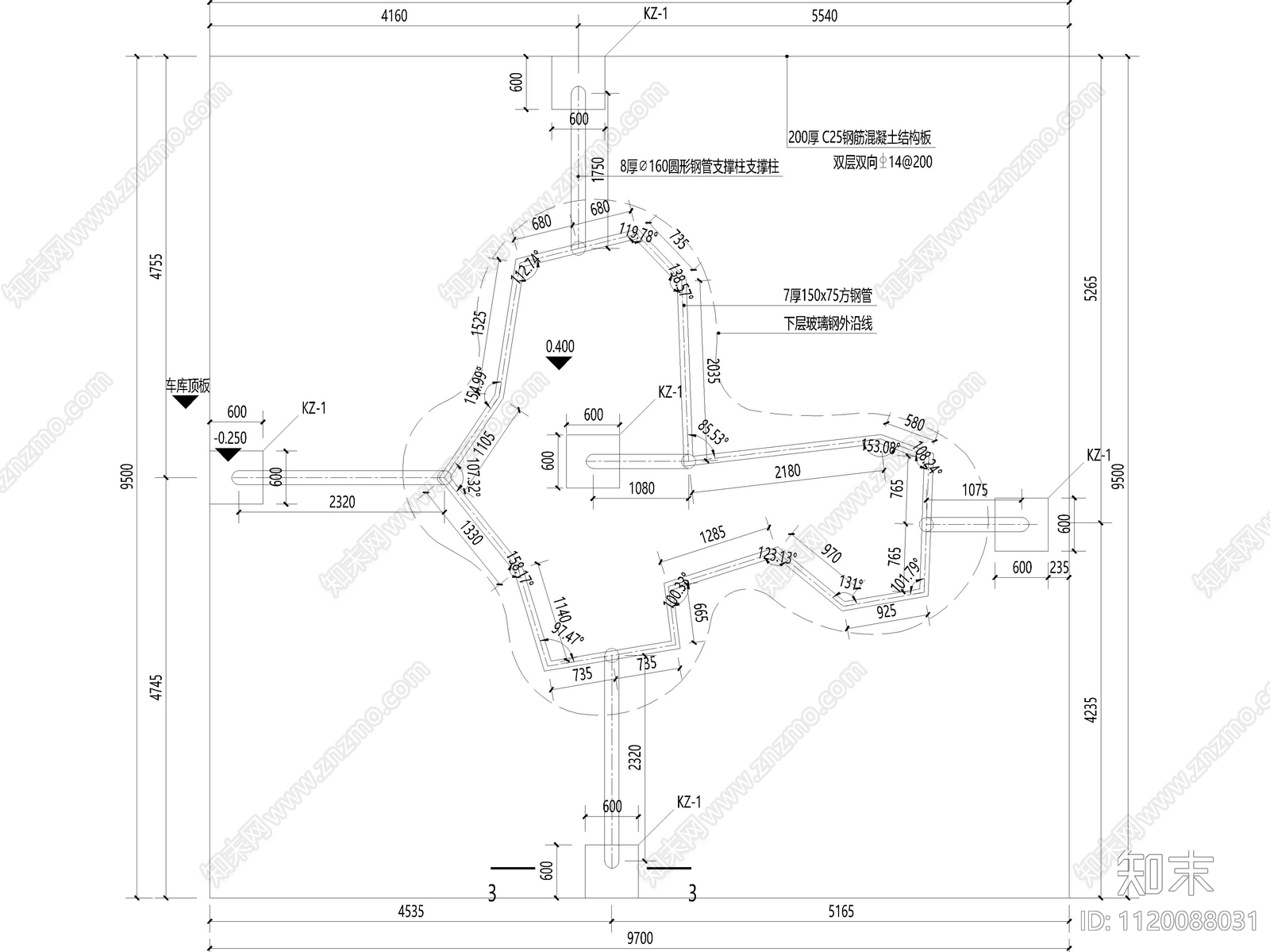 现代简约特色景观廊架施工图cad施工图下载【ID:1120088031】