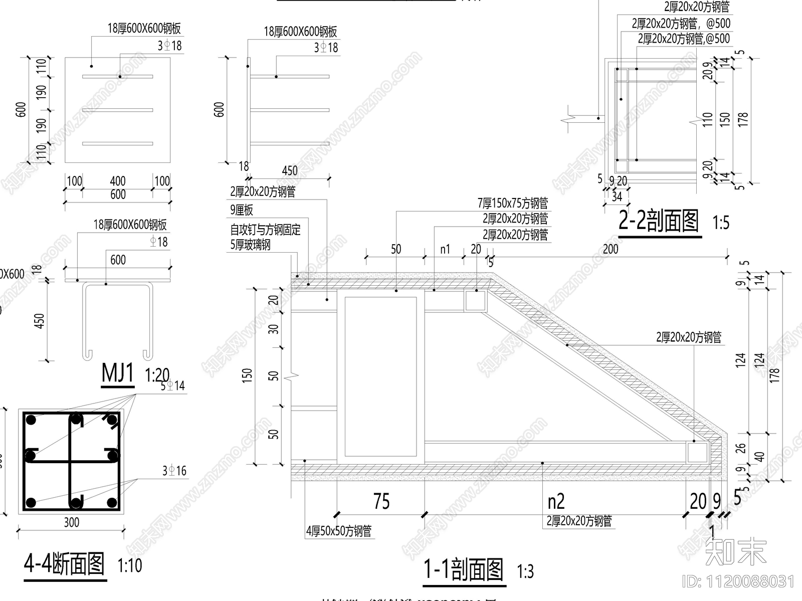 现代简约特色景观廊架施工图cad施工图下载【ID:1120088031】