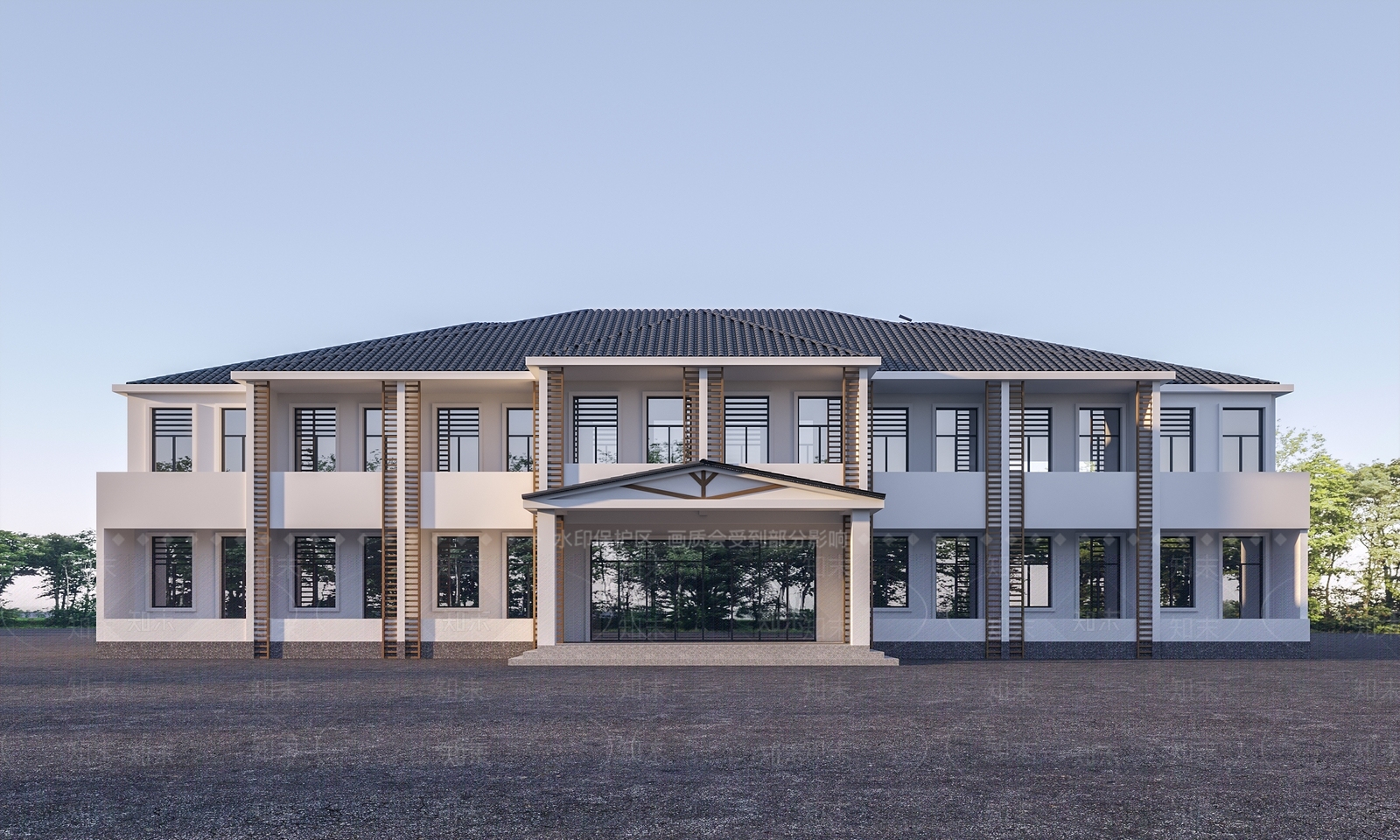 新中式农村办公楼3D模型下载【ID:1120090934】