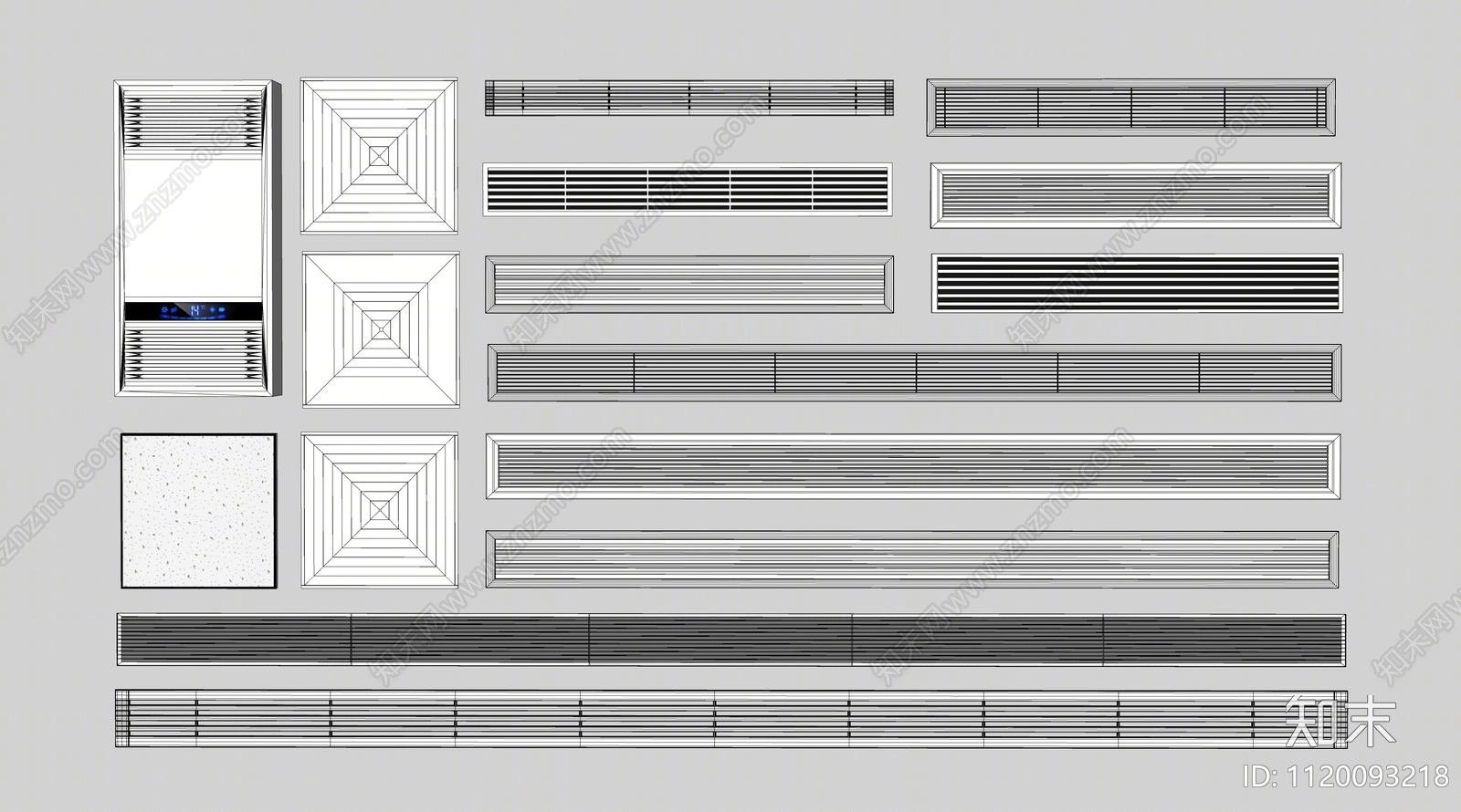 现代空调风口SU模型下载【ID:1120093218】