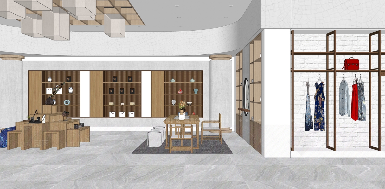 新中式茶礼品专卖店SU模型下载【ID:1120095128】
