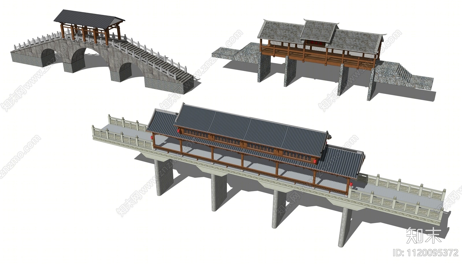 中式风雨桥SU模型下载【ID:1120095372】
