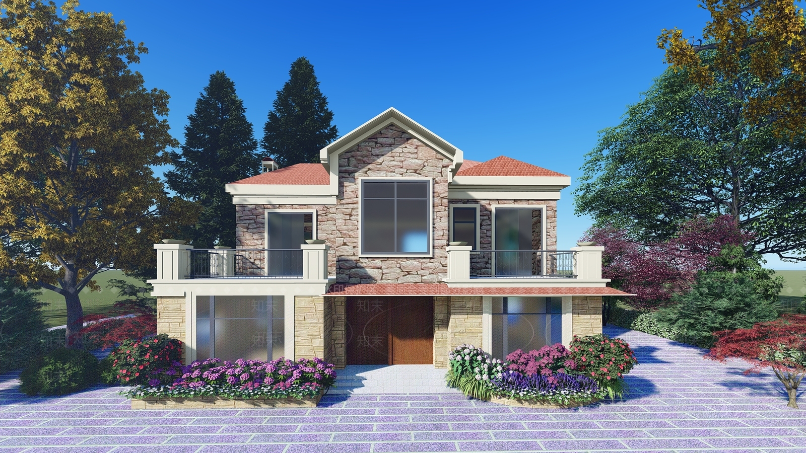 欧式乡村自建别墅SU模型下载【ID:1120096444】