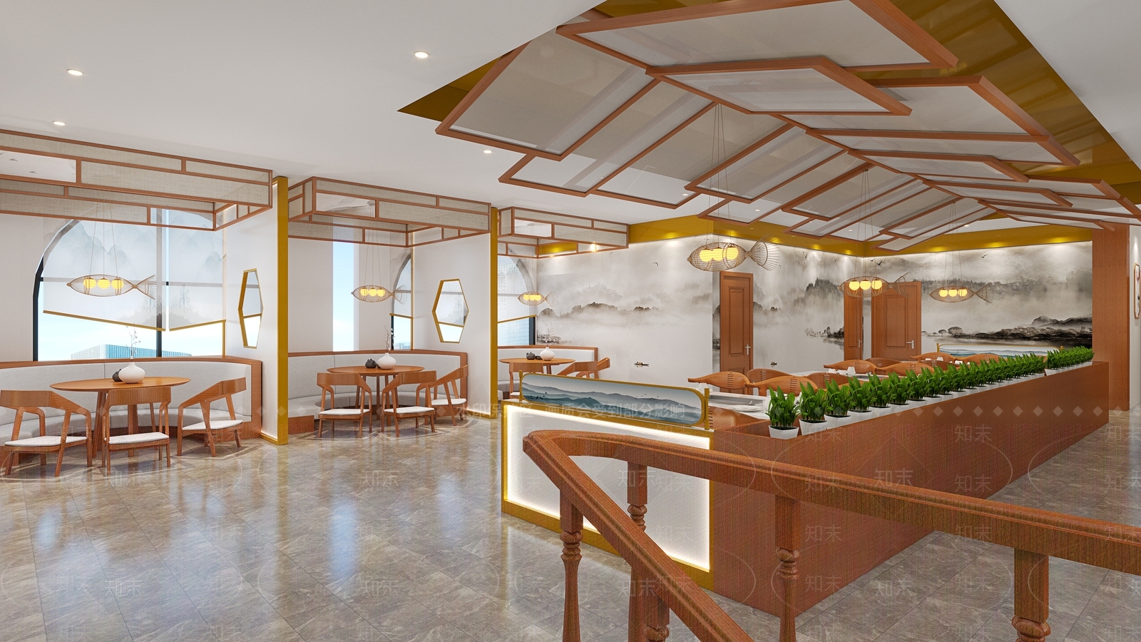 新中式鱼火锅餐厅3D模型下载【ID:1120103449】