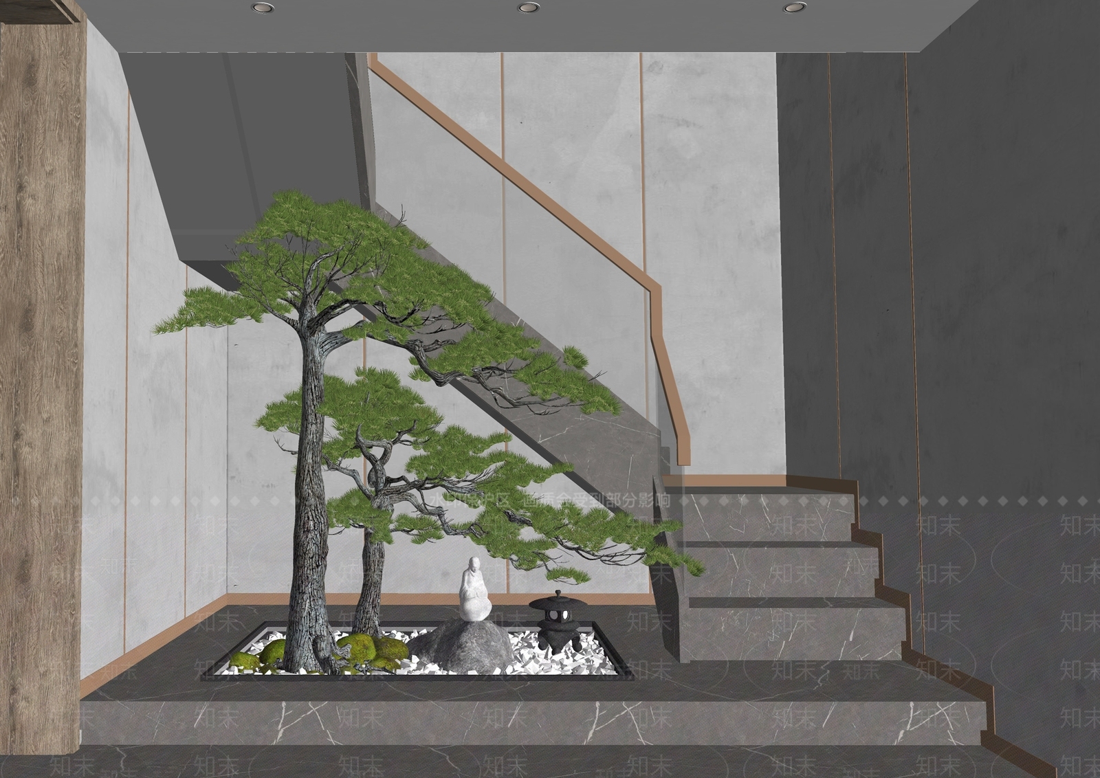 新中式楼梯间SU模型下载【ID:1120105908】