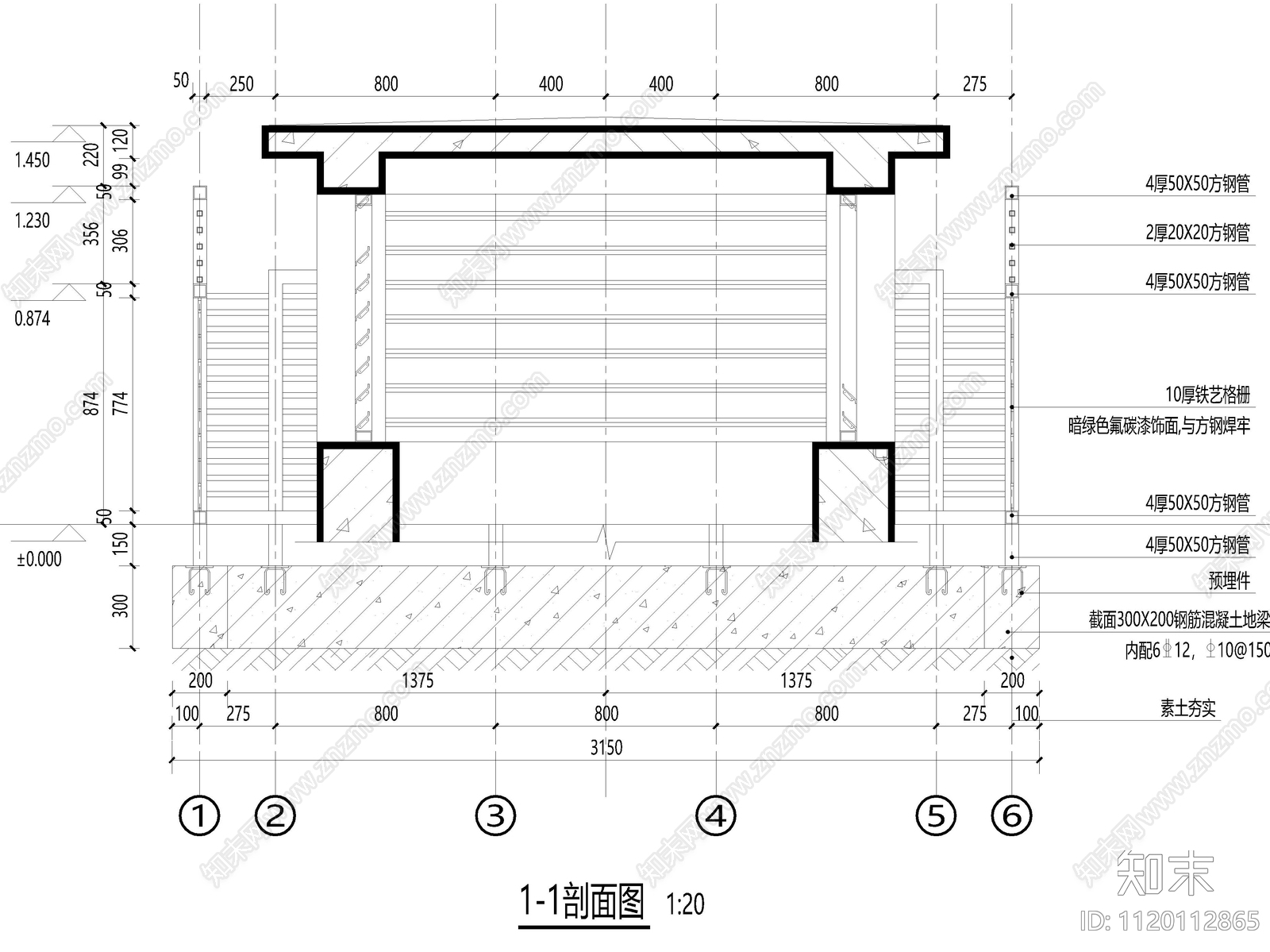 通风井铁艺外装饰施工图cad施工图下载【ID:1120112865】