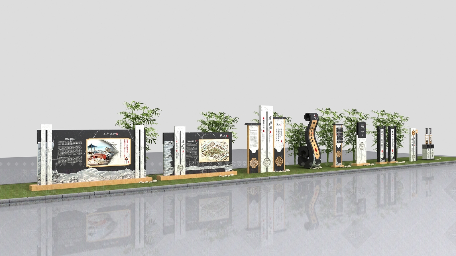 现代景区导视牌3D模型下载【ID:1120121001】_知末3d模型网