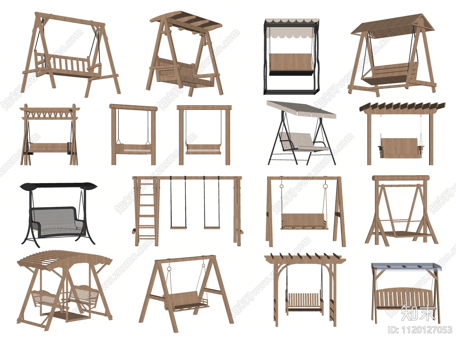 现代户外秋千SU模型下载【ID:1120127053】